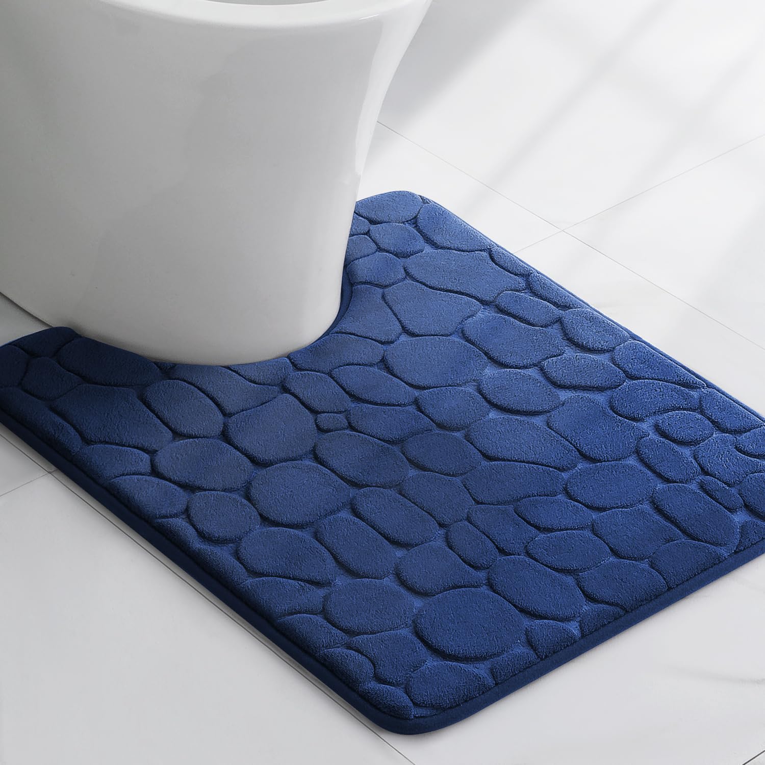 YIHOUSE Memory Foam Bath Mat Cobblestone Bathroom Rugs Super Water Absorbent Bath Mats for Bathroom Machine Washable Bath Rugs(24 x 36,Dark Gray)