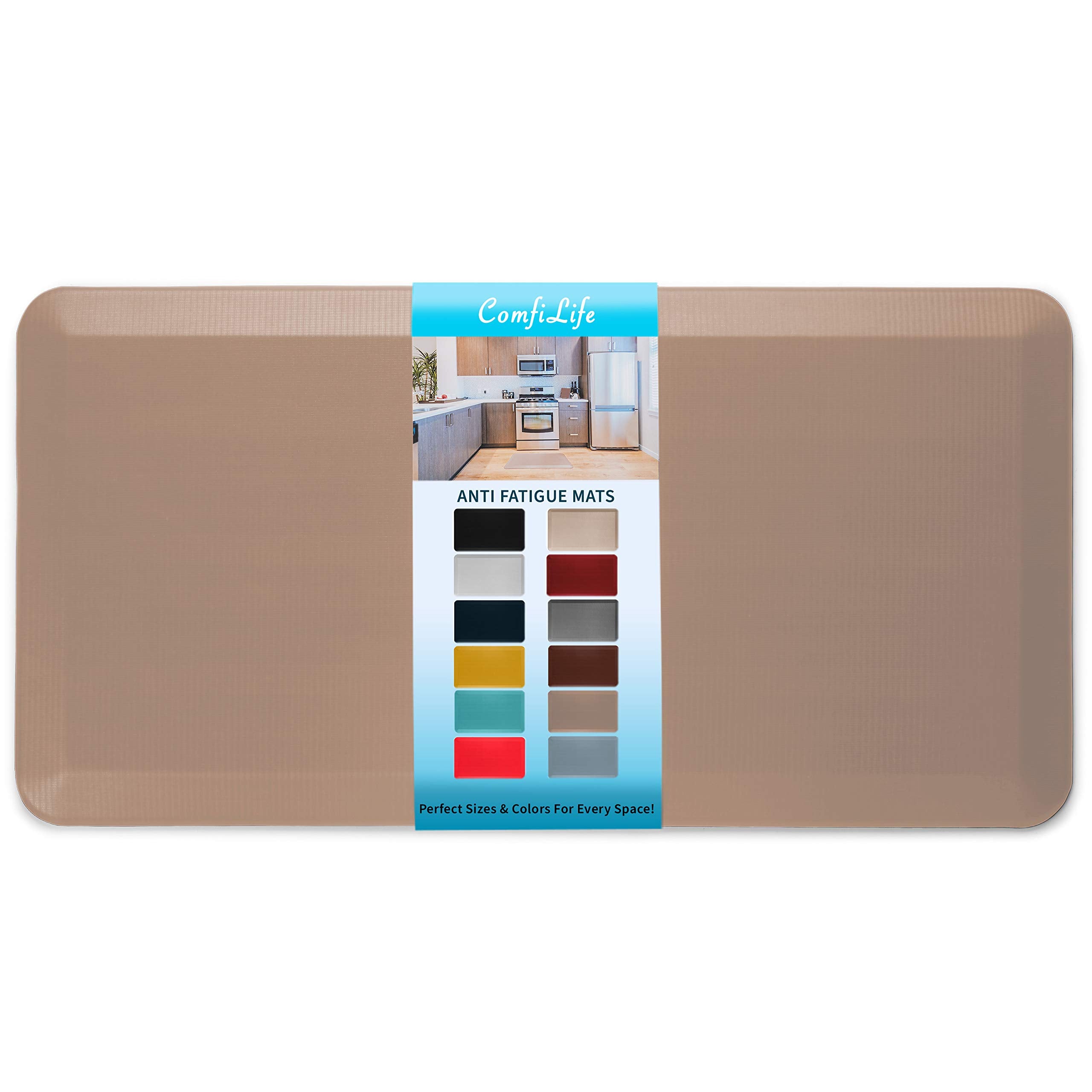 ComfiLife Anti Fatigue Floor Mat – 3/4 Inch Thick Kitchen Mats for Floor, Standing Desk Mat, Kitchen Rug – Comfort at Home, Office – Durable – Stain Resistant – Non-Slip Bottom (20" x 32", Black)