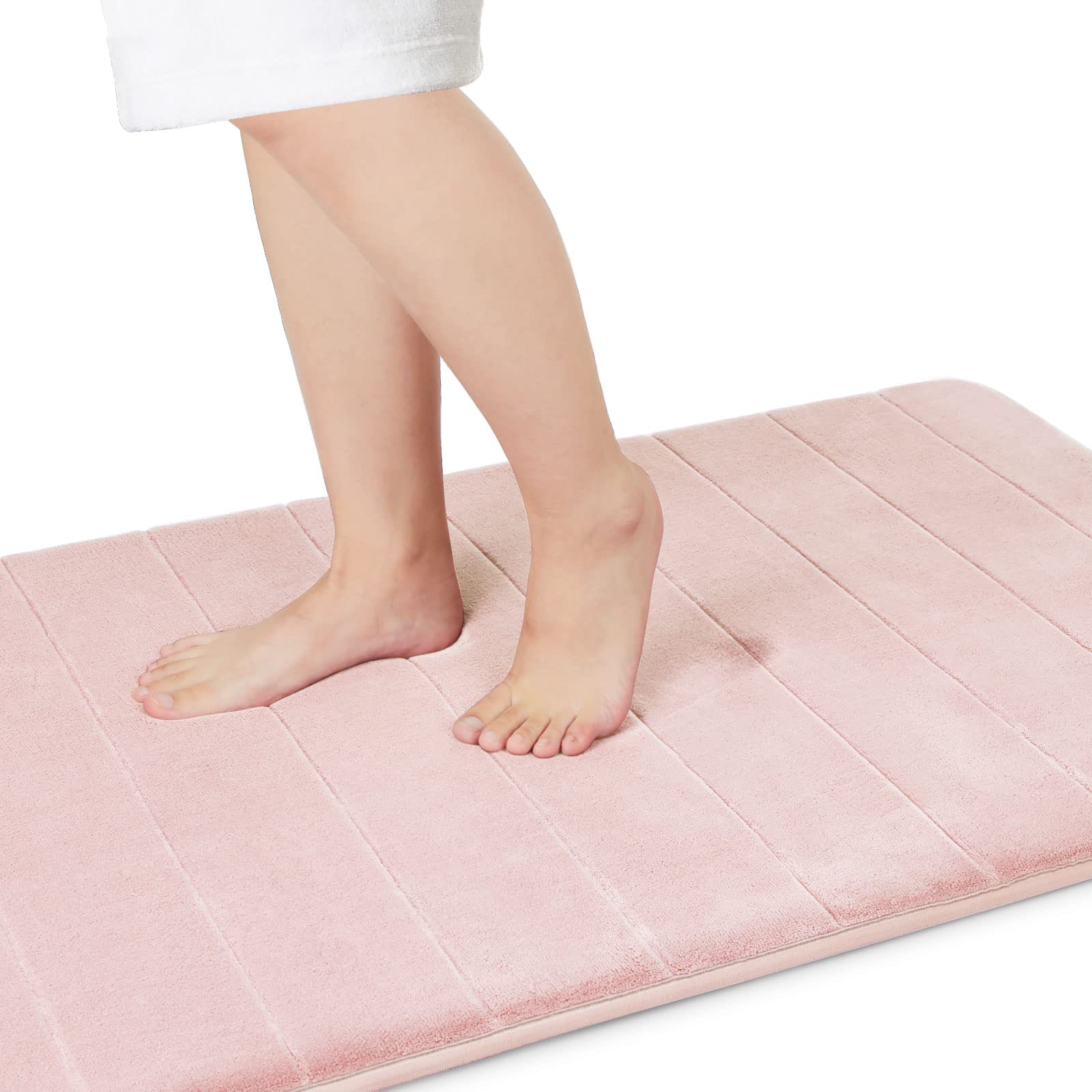 Yimobra Large Bath Mat 36"x24", Super Soft Quick Dry Memory Foam Bathroom Rug, Water Absorbent, Non Slip Backing Machine Washable for Tub Shower, Thick Comfort Support, Cream