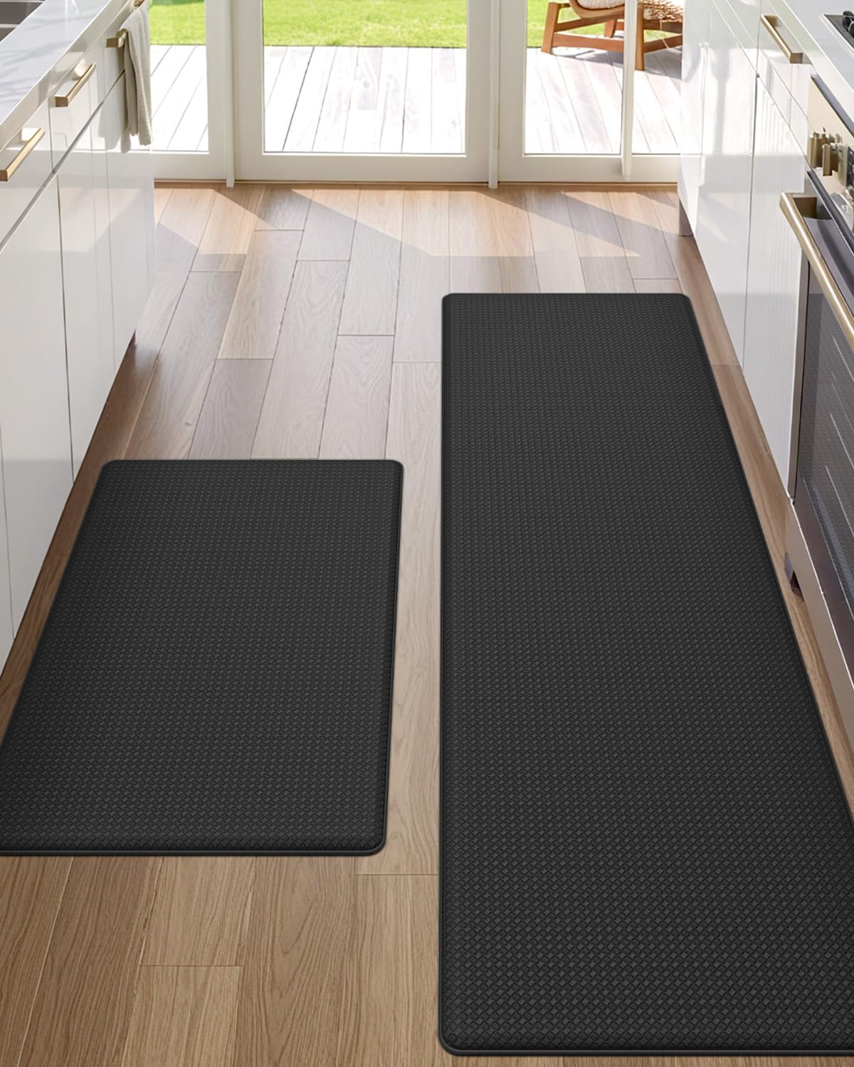 DEXI Kitchen Floor Mats Cushioned Anti Fatigue,17x59, Standing Runner Rug Waterproof, Comfort Memory Foam Padded for Front Sink Laundry, Black