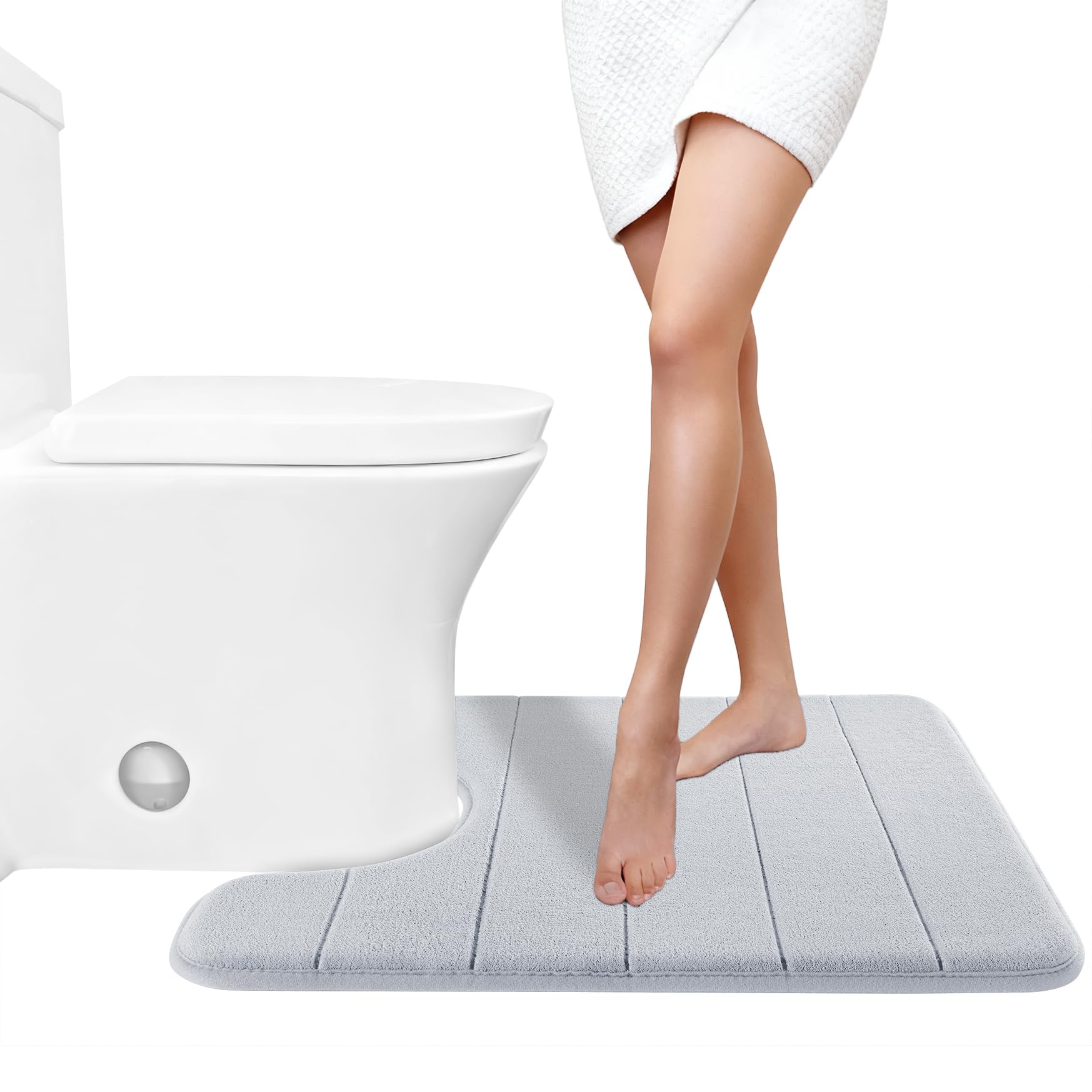 Yimobra Large Bath Mat 36"x24", Super Soft Quick Dry Memory Foam Bathroom Rug, Water Absorbent, Non Slip Backing Machine Washable for Tub Shower, Thick Comfort Support, Cream