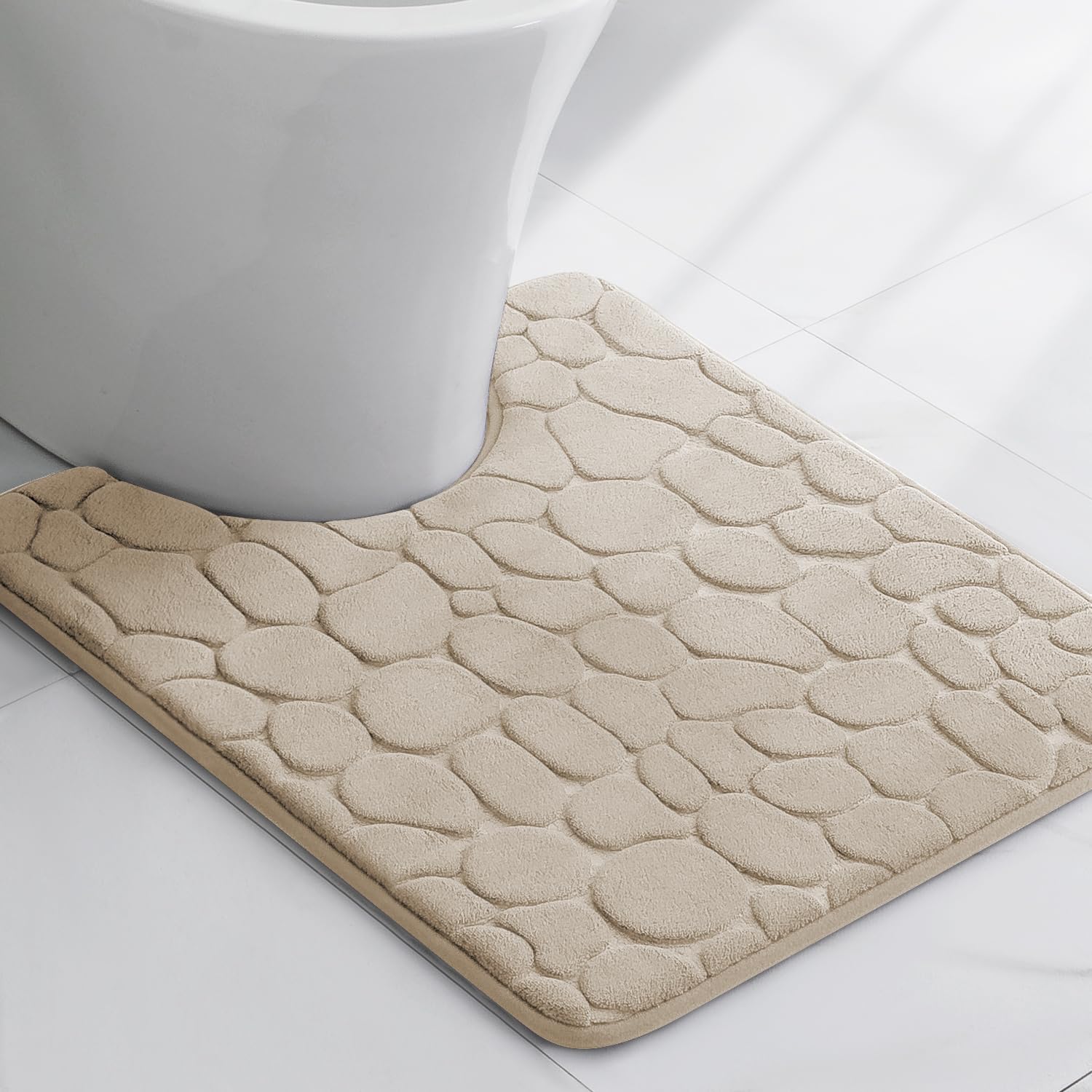 YIHOUSE Memory Foam Bath Mat Cobblestone Bathroom Rugs Super Water Absorbent Bath Mats for Bathroom Machine Washable Bath Rugs(24 x 36,Dark Gray)