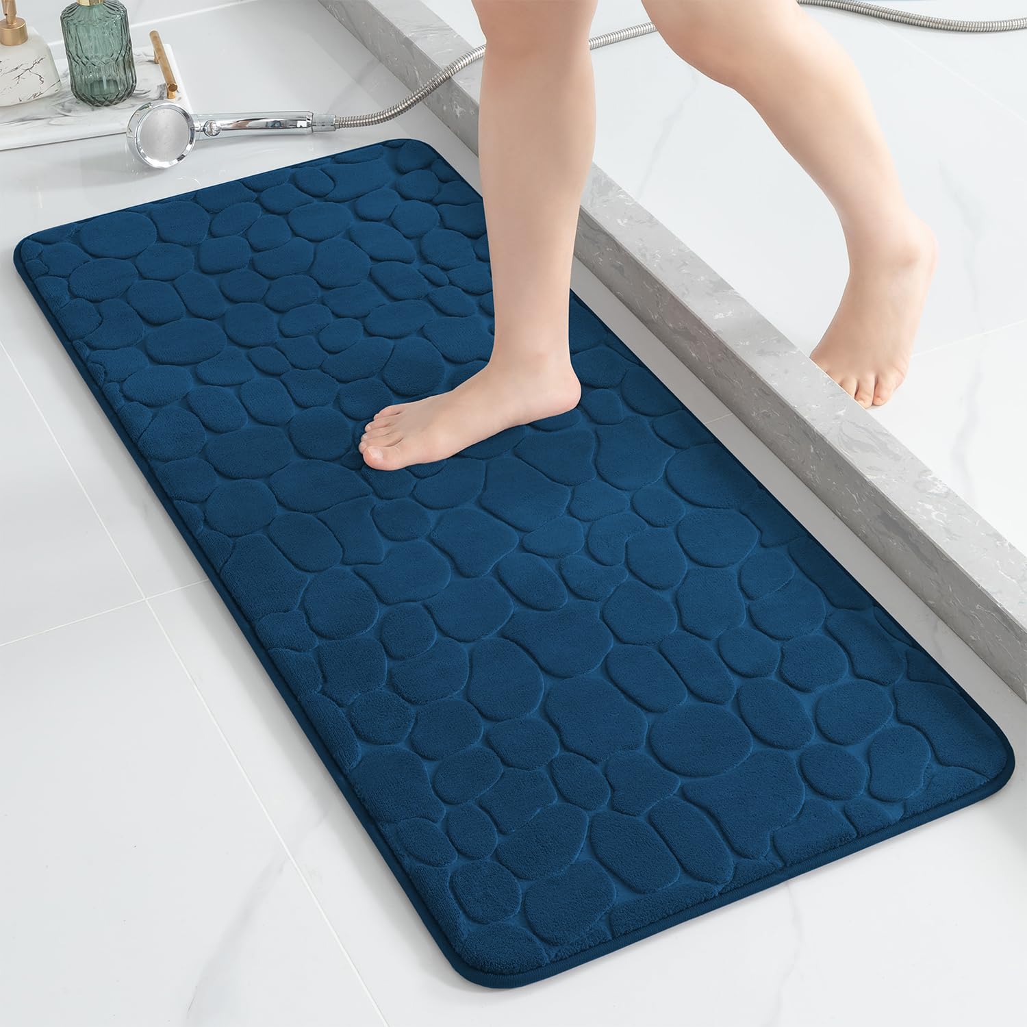 YIHOUSE Memory Foam Bath Mat Cobblestone Bathroom Rugs Super Water Absorbent Bath Mats for Bathroom Machine Washable Bath Rugs(24 x 36,Dark Gray)
