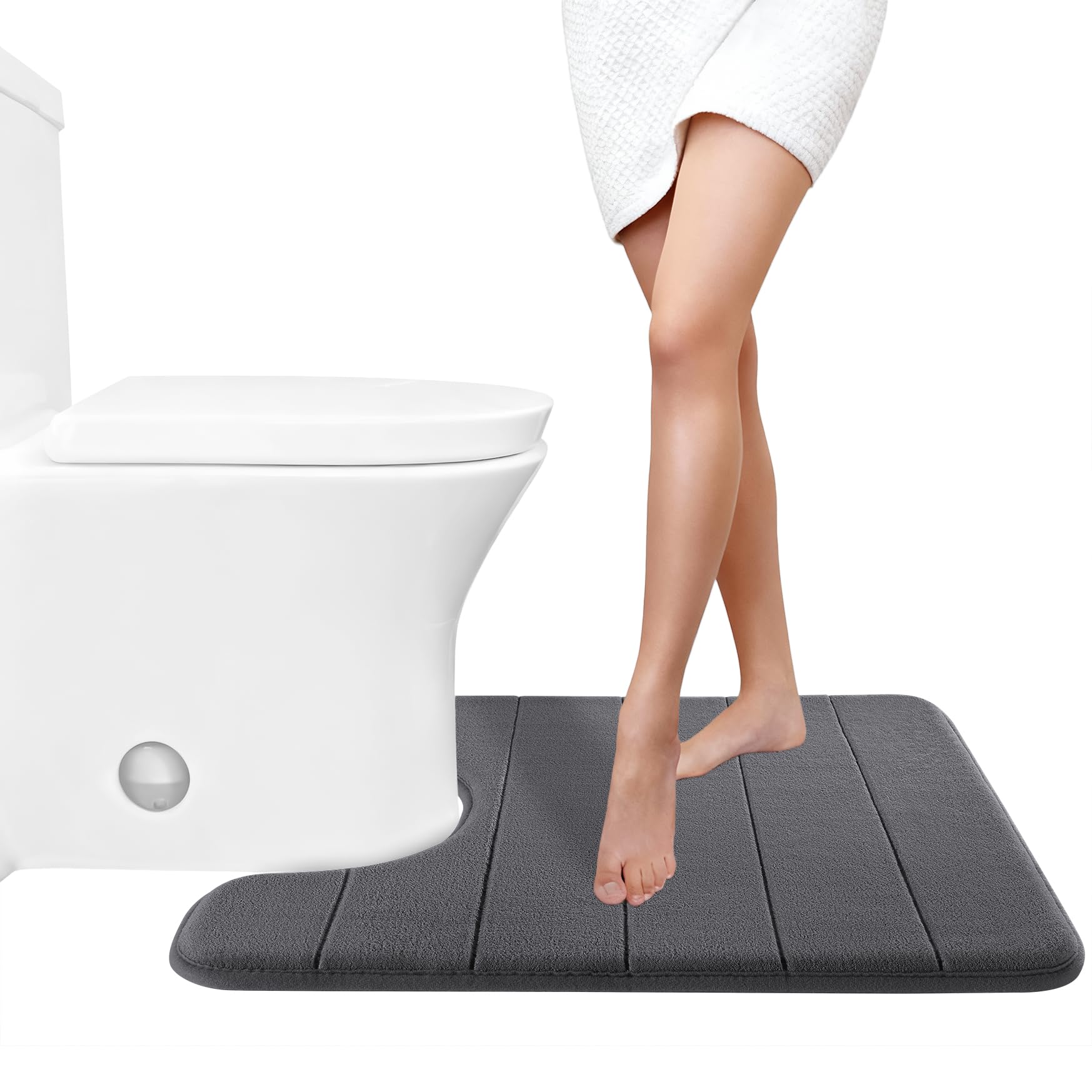 Yimobra Large Bath Mat 36"x24", Super Soft Quick Dry Memory Foam Bathroom Rug, Water Absorbent, Non Slip Backing Machine Washable for Tub Shower, Thick Comfort Support, Cream