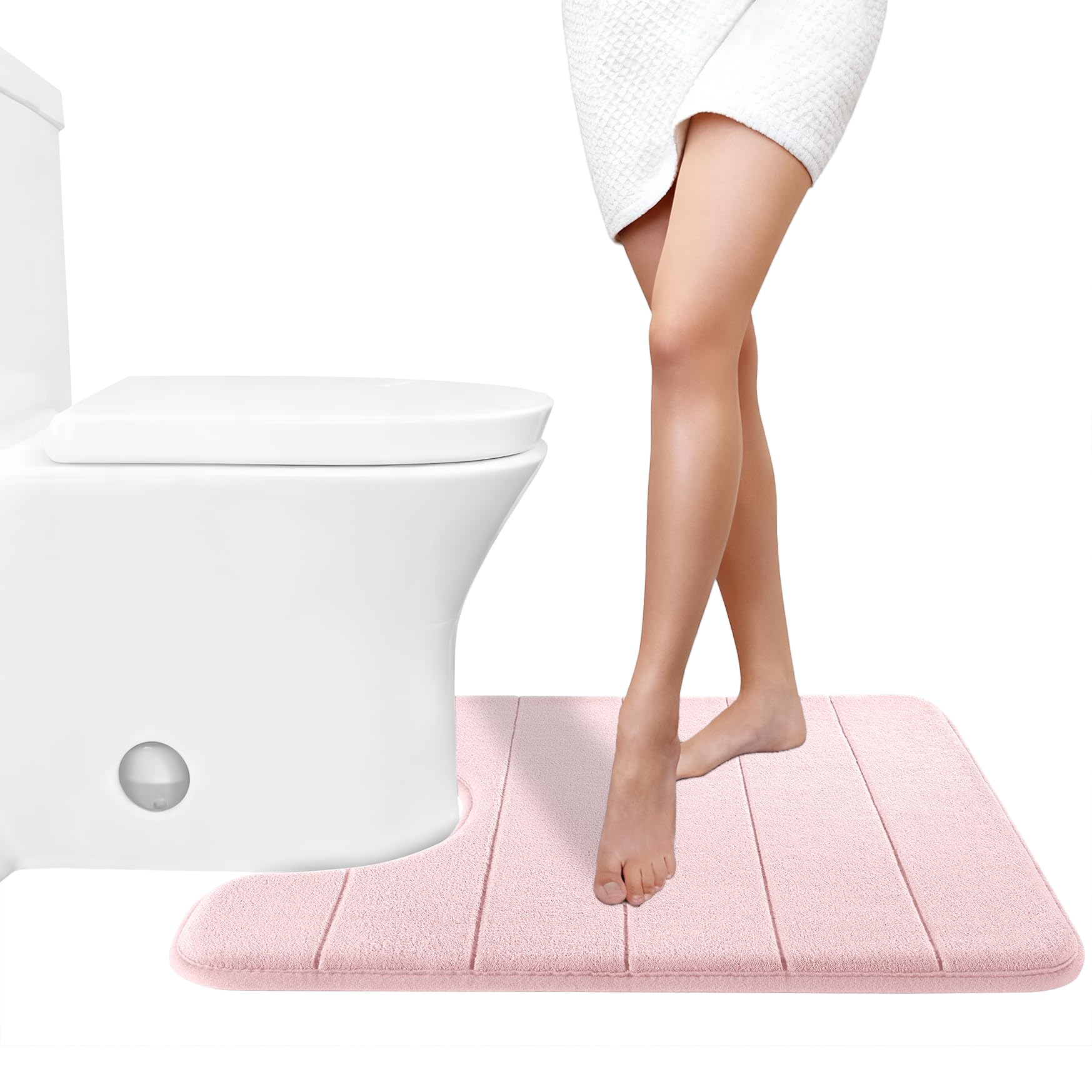 Yimobra Large Bath Mat 36"x24", Super Soft Quick Dry Memory Foam Bathroom Rug, Water Absorbent, Non Slip Backing Machine Washable for Tub Shower, Thick Comfort Support, Cream