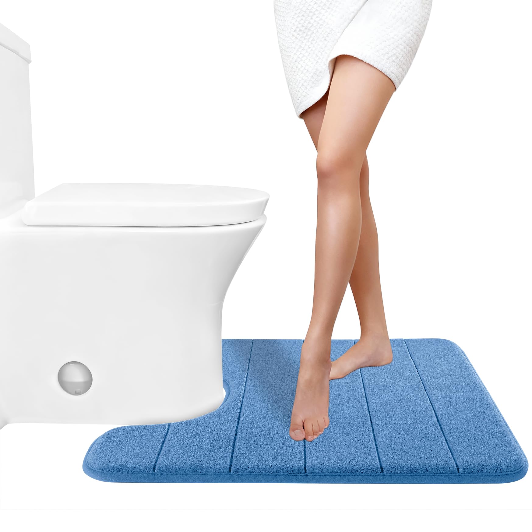 Yimobra Large Bath Mat 36"x24", Super Soft Quick Dry Memory Foam Bathroom Rug, Water Absorbent, Non Slip Backing Machine Washable for Tub Shower, Thick Comfort Support, Cream