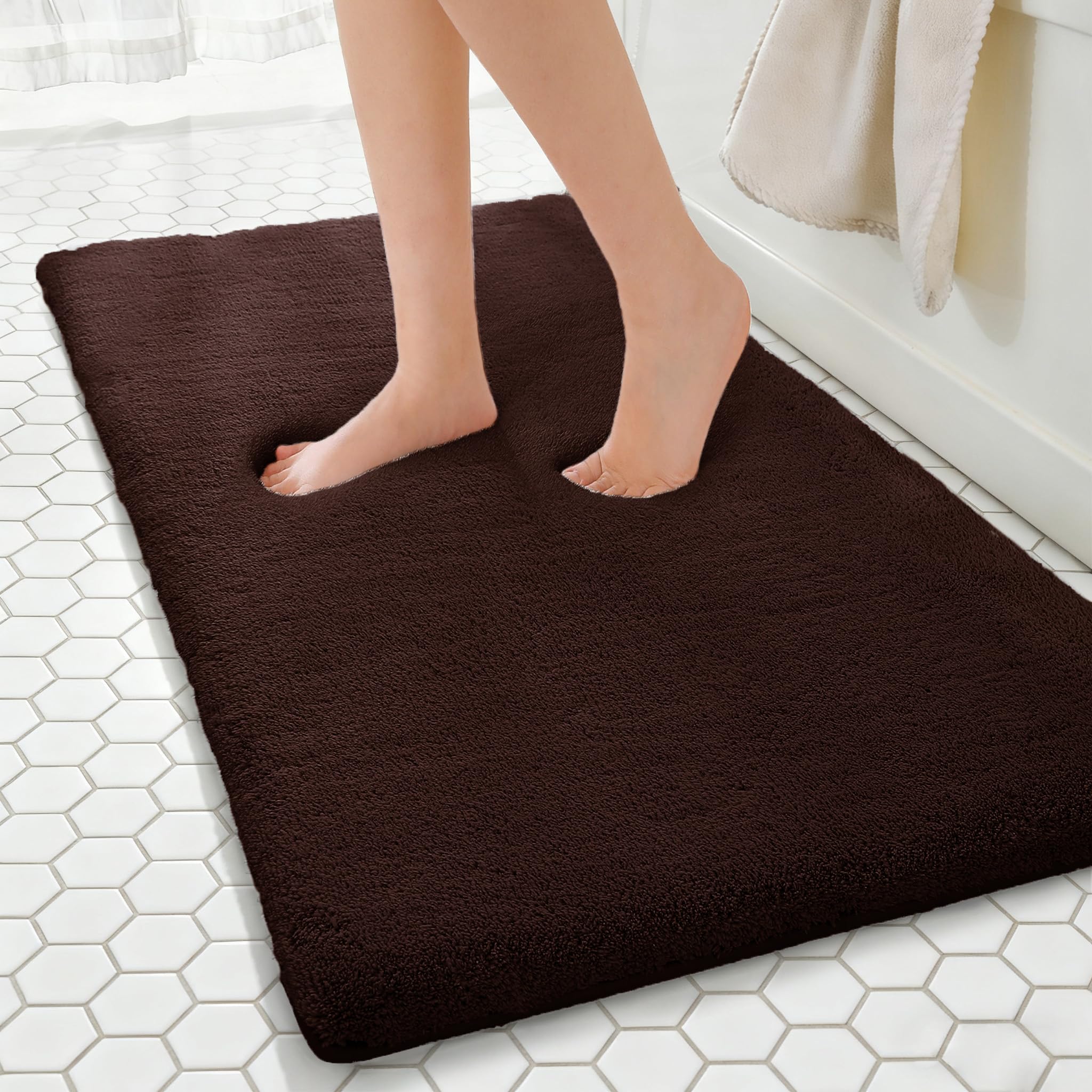 MINIDEAR Bathroom Rugs 36x24 Light Gray - Thick Memory Foam Bath Mat, Ultra Soft & Plush Fluffy, Non-Slip, Quick Dry, Absorbent Washable Floor Microfiber Mat for Tub, Home Decor Accessories