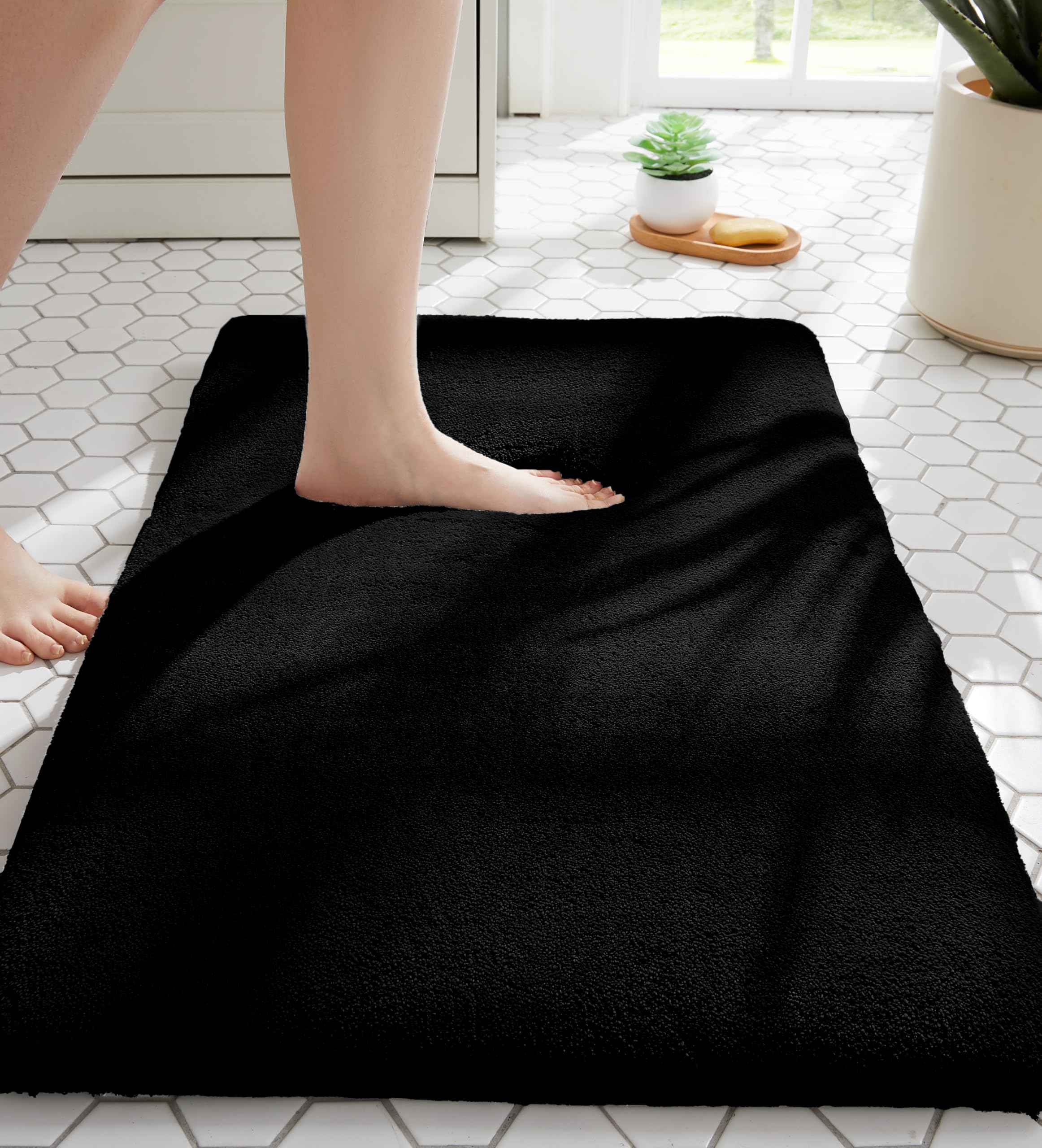 MINIDEAR Bathroom Rugs 36x24 Light Gray - Thick Memory Foam Bath Mat, Ultra Soft & Plush Fluffy, Non-Slip, Quick Dry, Absorbent Washable Floor Microfiber Mat for Tub, Home Decor Accessories