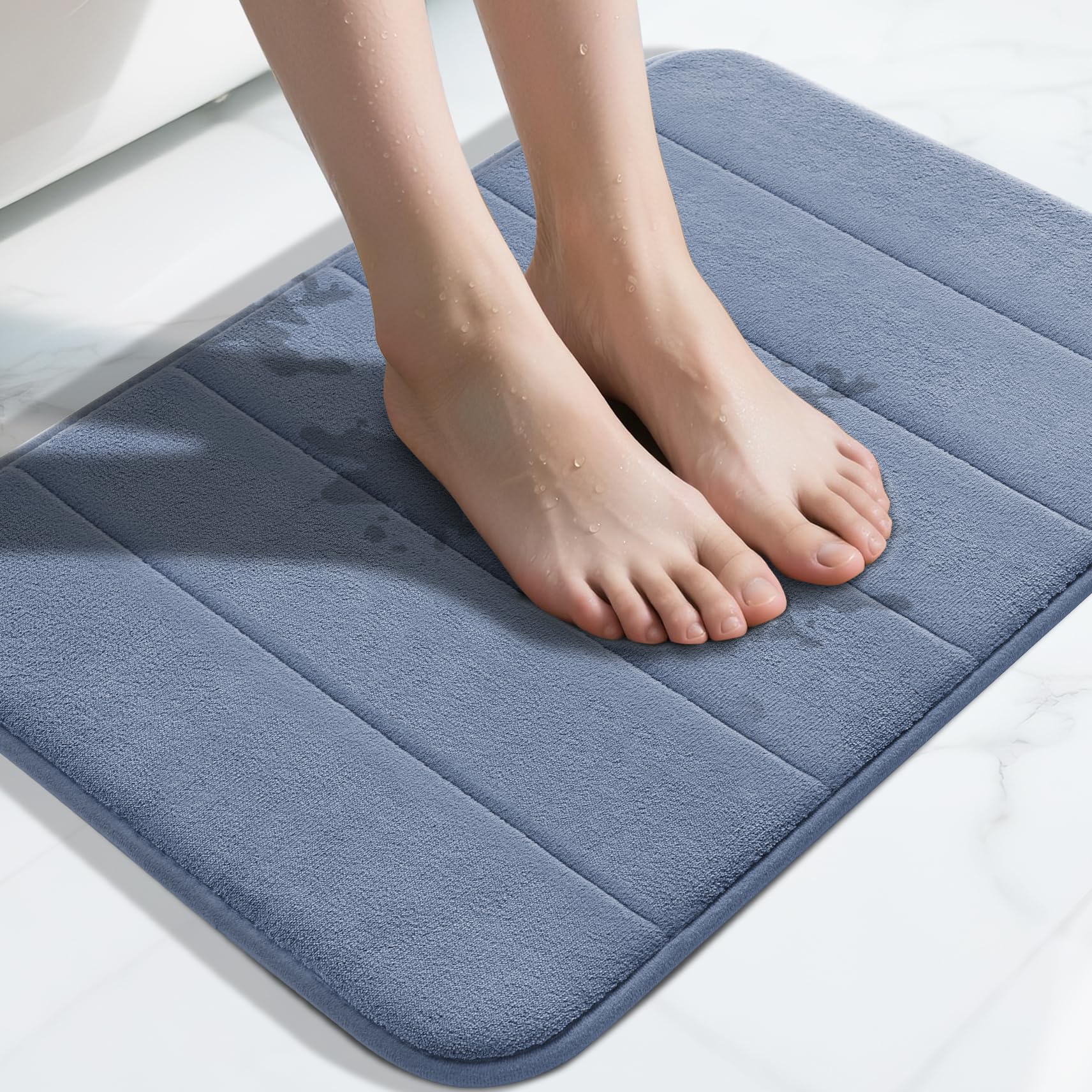 Yimobra Large Bath Mat 36"x24", Super Soft Quick Dry Memory Foam Bathroom Rug, Water Absorbent, Non Slip Backing Machine Washable for Tub Shower, Thick Comfort Support, Cream