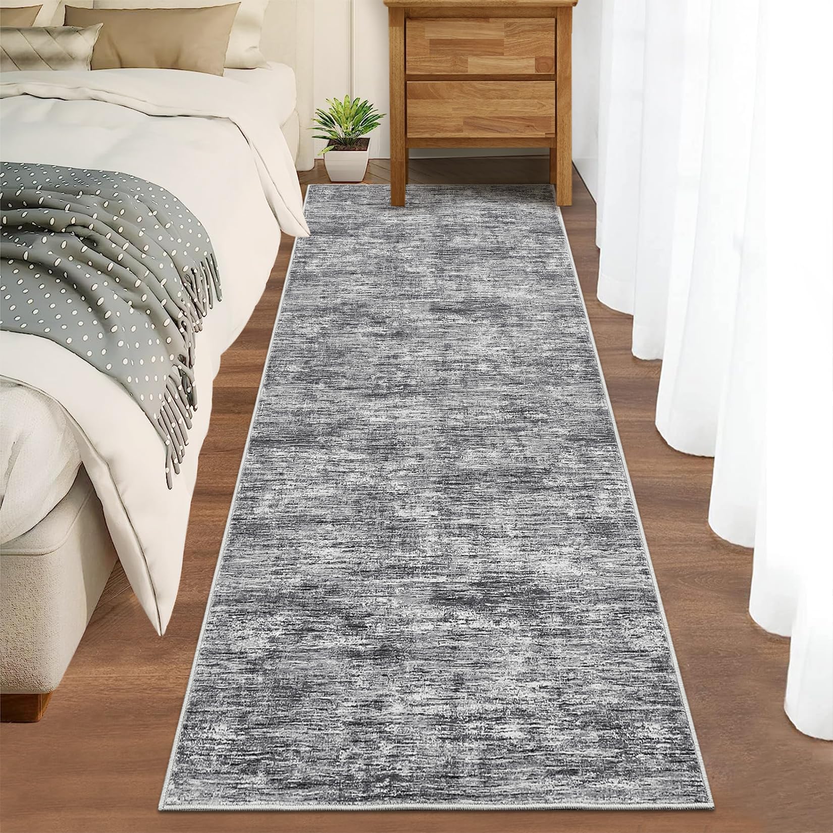 RUGSREAL 8x10 Washable Rug for Living Room Non-Slip Modern Abstract Area Rug Stain Resistant Large Bedroom Rug Contemporary Accent Throw Floor Carpet Solid Rug for Dining Room Home Decor, Beige