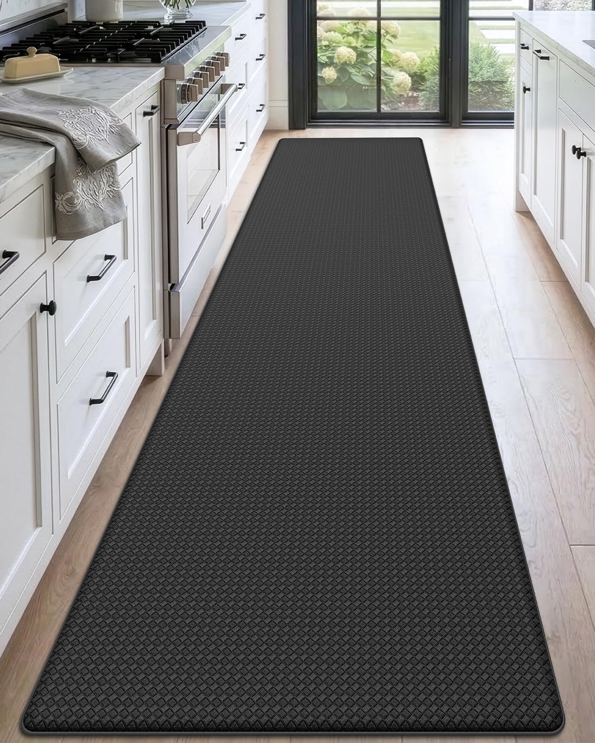 DEXI Kitchen Floor Mats Cushioned Anti Fatigue,17x59, Standing Runner Rug Waterproof, Comfort Memory Foam Padded for Front Sink Laundry, Black