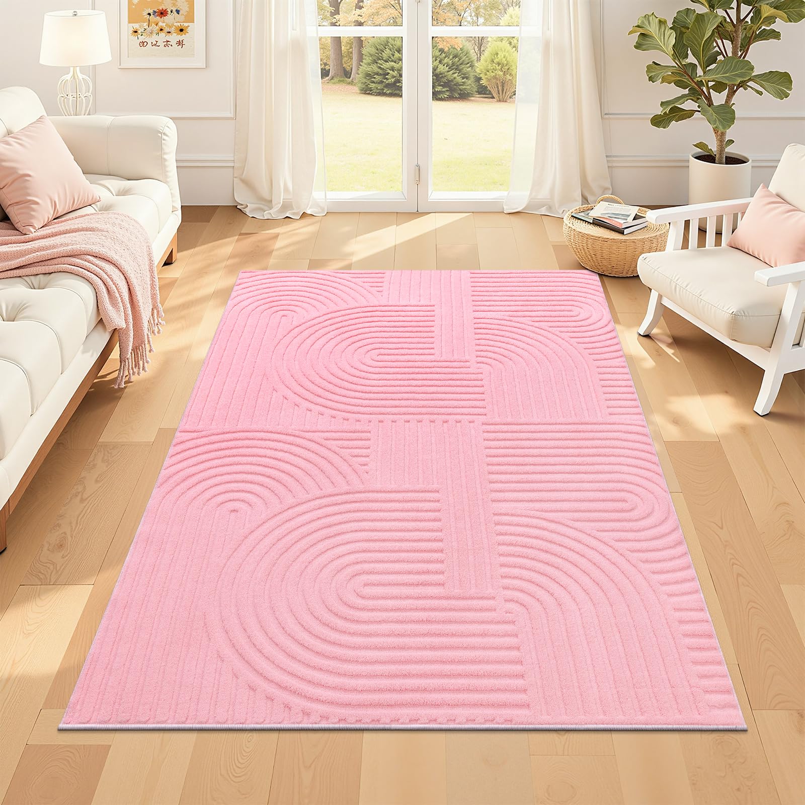 Pauwer 9x12 Washable Area Rugs for Living Room Modern Beige Solid Color Soft Fluffy Rugs for Bedroom Non Slip Boho Accent Indoor Mat Floor Carpet Cover for Kids Room Dining Room Kitchen Office