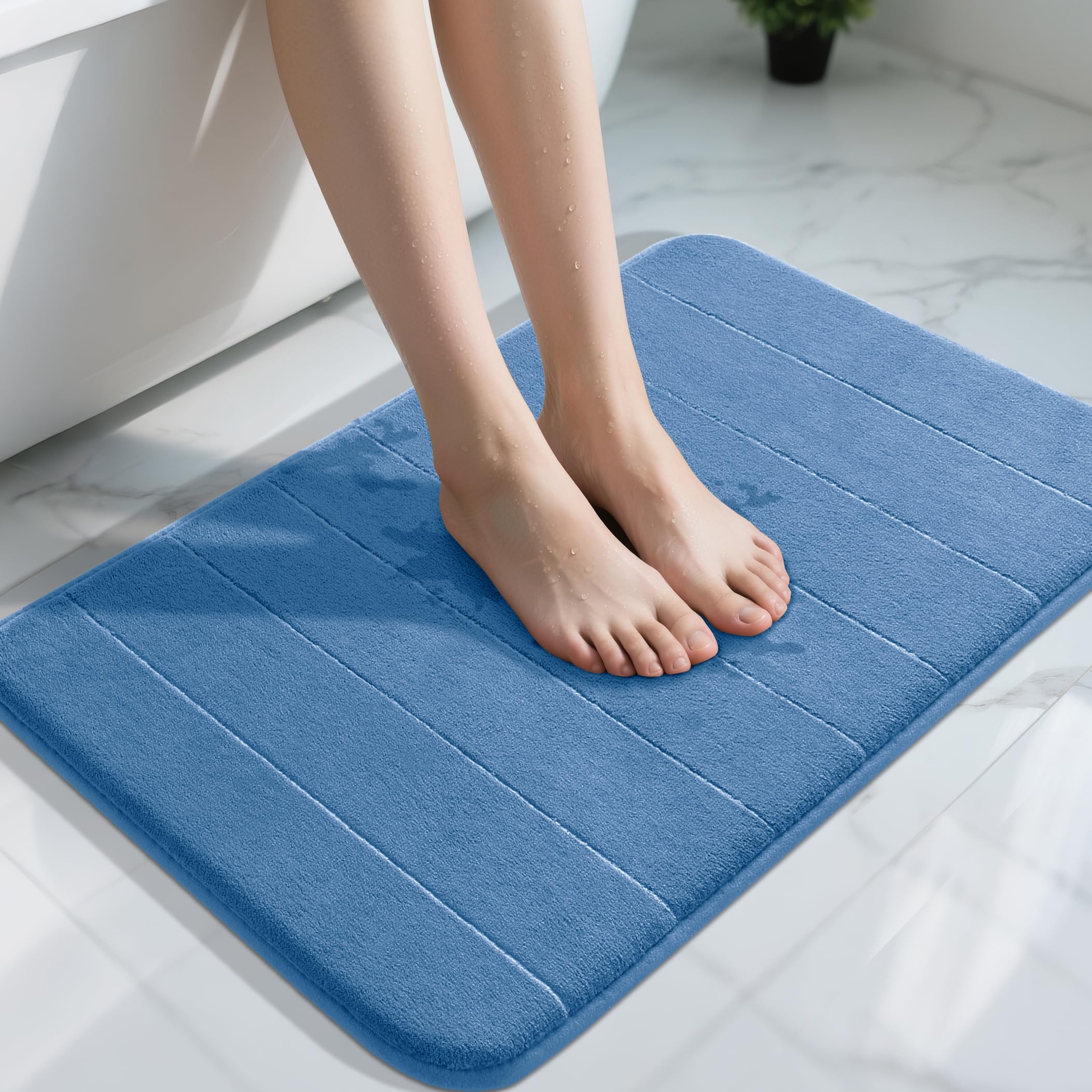 Yimobra Large Bath Mat 36"x24", Super Soft Quick Dry Memory Foam Bathroom Rug, Water Absorbent, Non Slip Backing Machine Washable for Tub Shower, Thick Comfort Support, Cream