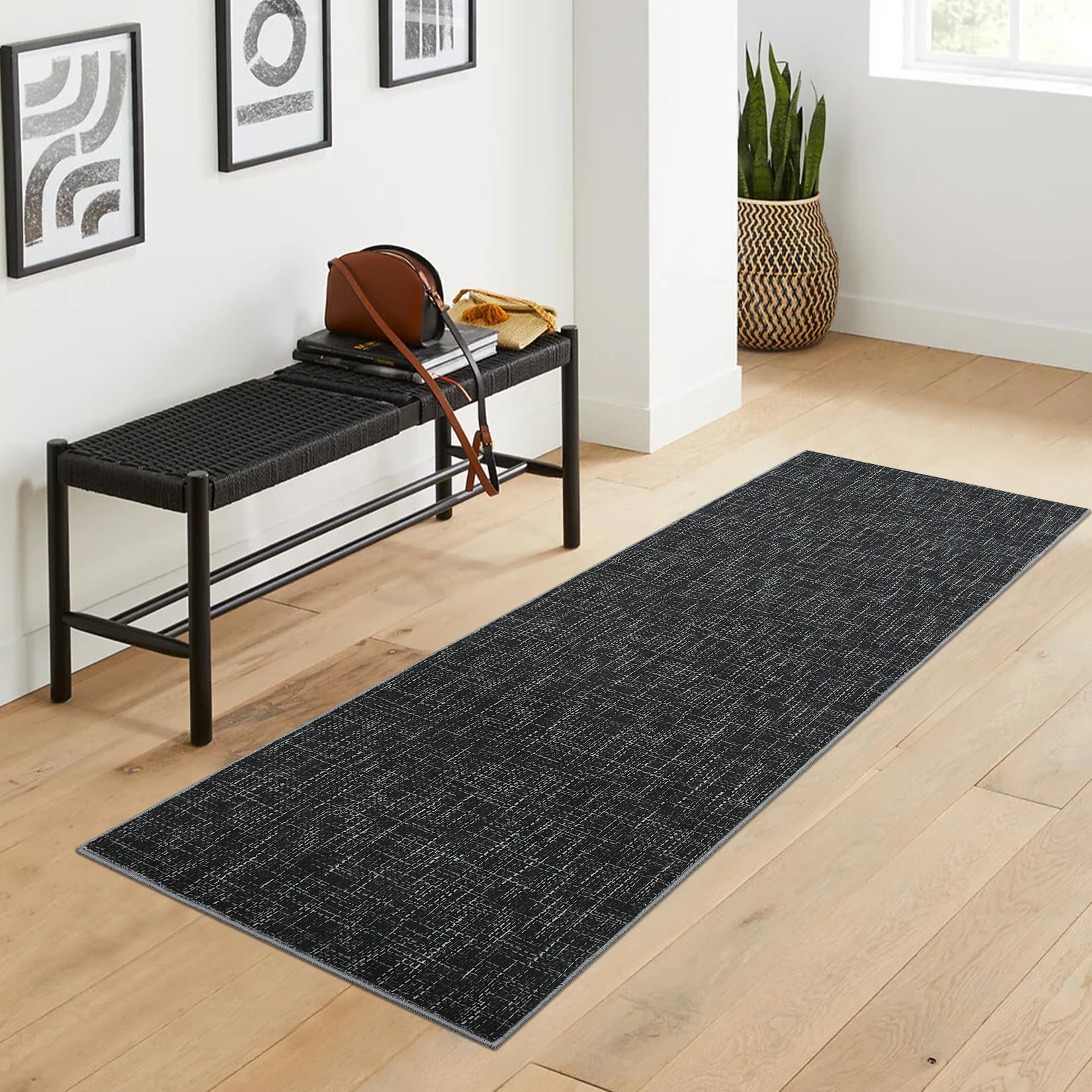 RUGSREAL 8x10 Washable Rug for Living Room Non-Slip Modern Abstract Area Rug Stain Resistant Large Bedroom Rug Contemporary Accent Throw Floor Carpet Solid Rug for Dining Room Home Decor, Beige