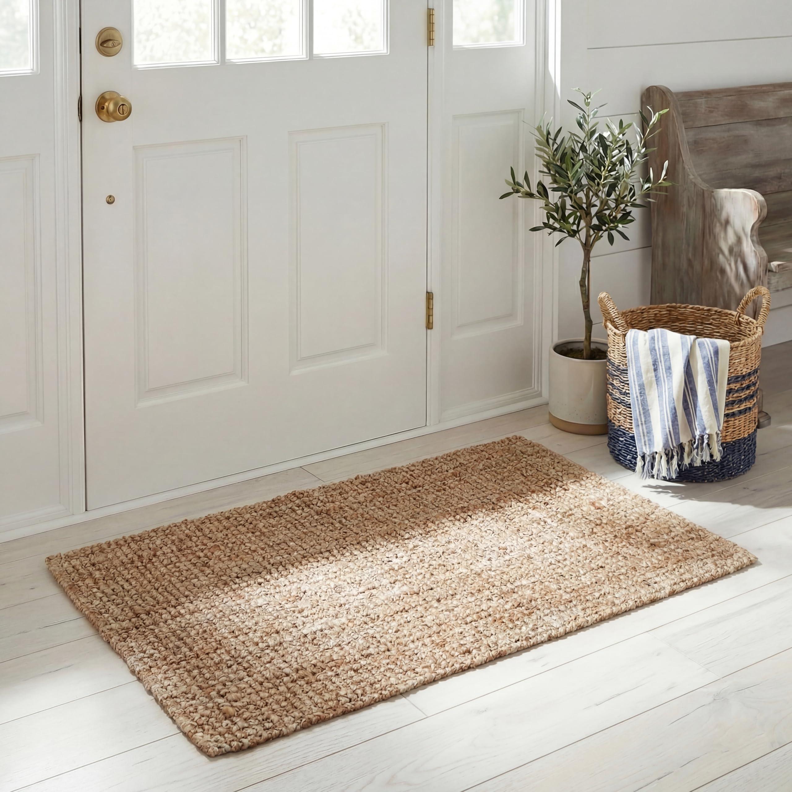 SAFAVIEH Area Rug 9x12 - Natural Fiber Collection - Large - Natural Brown, Handmade Jute, Farmhouse Style, Chunky Textured Thick Pile (NF447A)