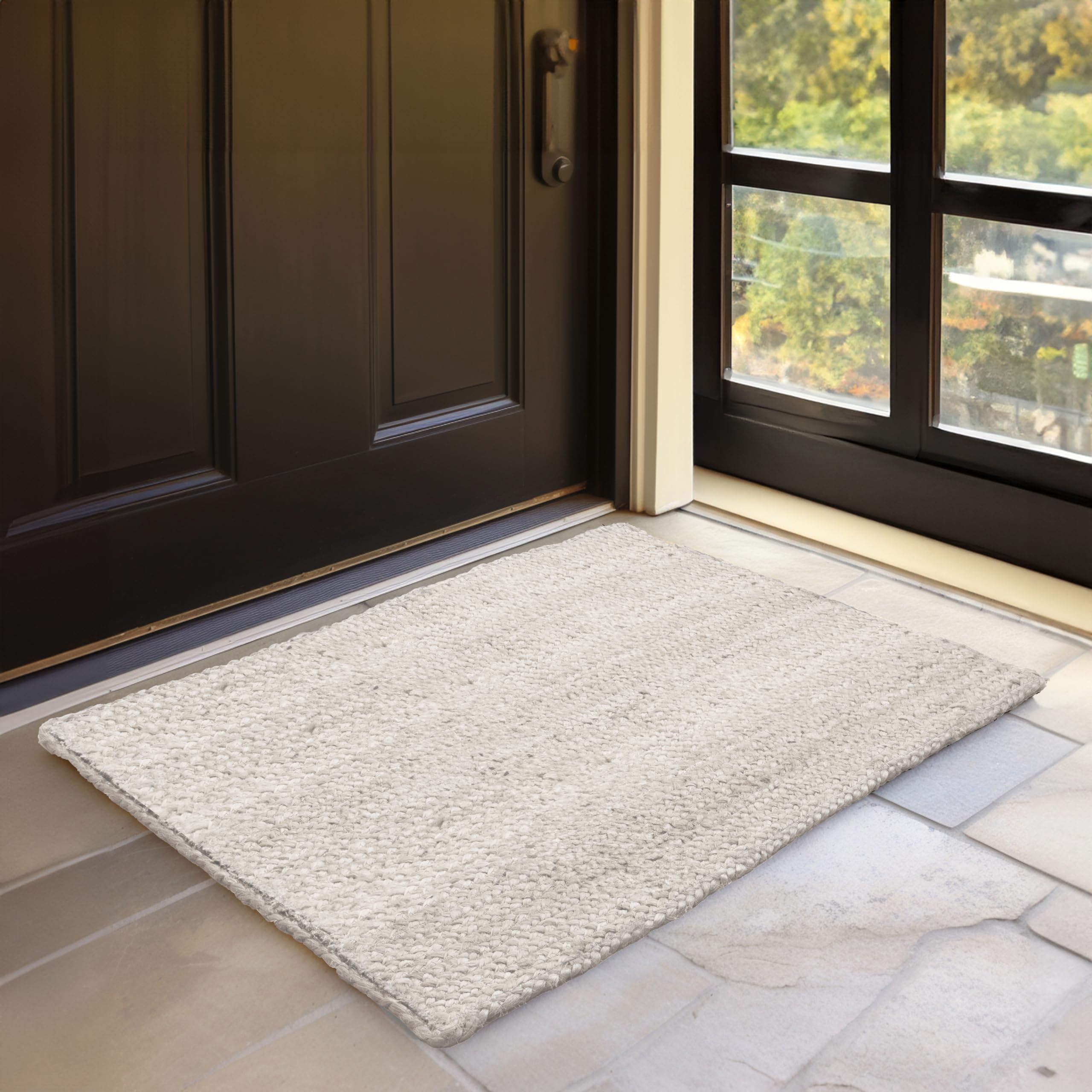 HOMEMONDE Solid Braided 8'x10' Jute Area Rug Natural - Eco Friendly Premium Fiber - Durable and Reversible Handwoven Farmhouse Rugs for Living Room, Hallway, Bedroom, Dinning Room, Kitchen, Office