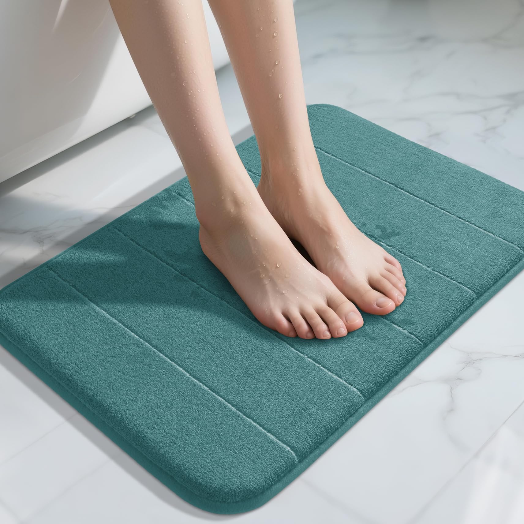 Yimobra Large Bath Mat 36"x24", Super Soft Quick Dry Memory Foam Bathroom Rug, Water Absorbent, Non Slip Backing Machine Washable for Tub Shower, Thick Comfort Support, Cream