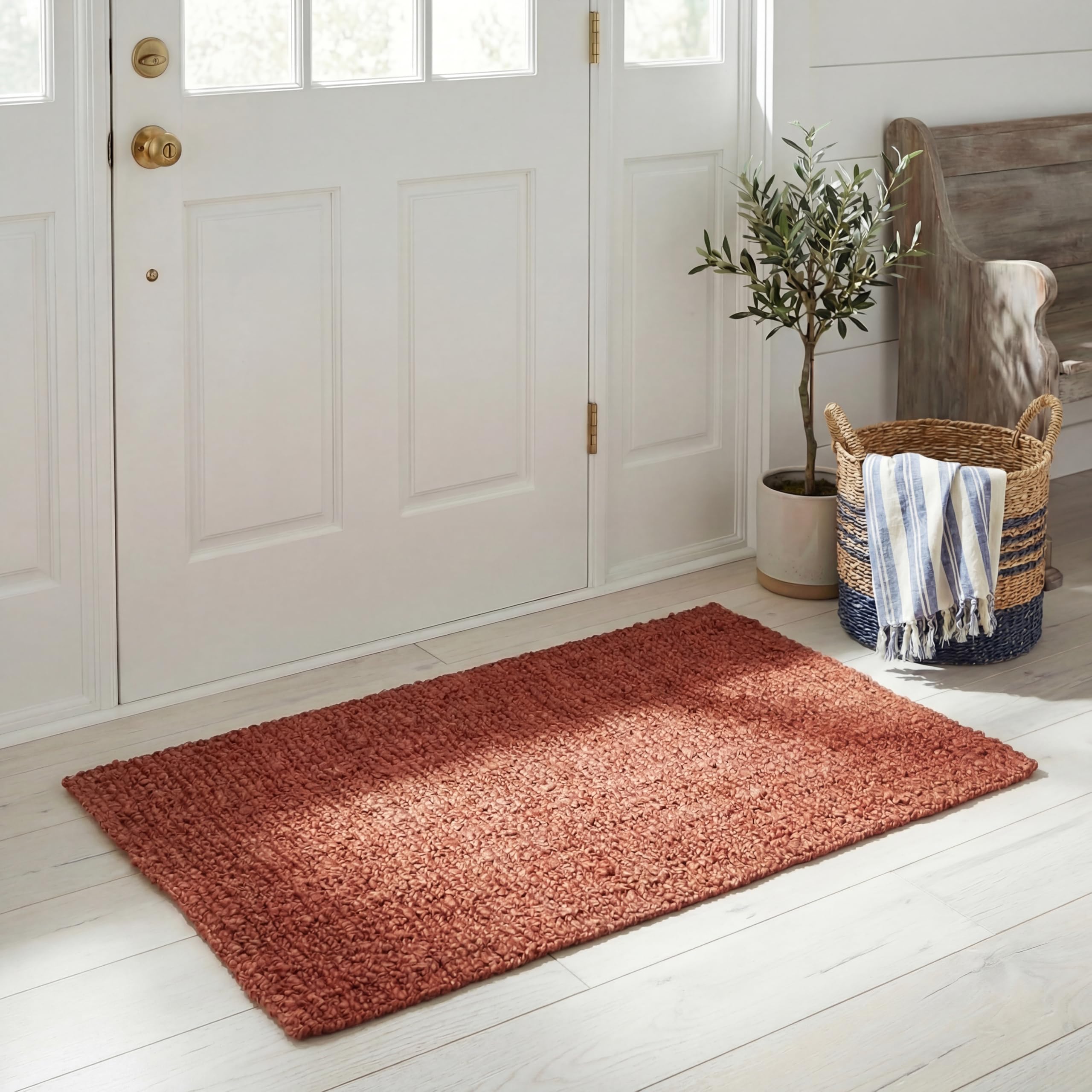 SAFAVIEH Area Rug 9x12 - Natural Fiber Collection - Large - Natural Brown, Handmade Jute, Farmhouse Style, Chunky Textured Thick Pile (NF447A)