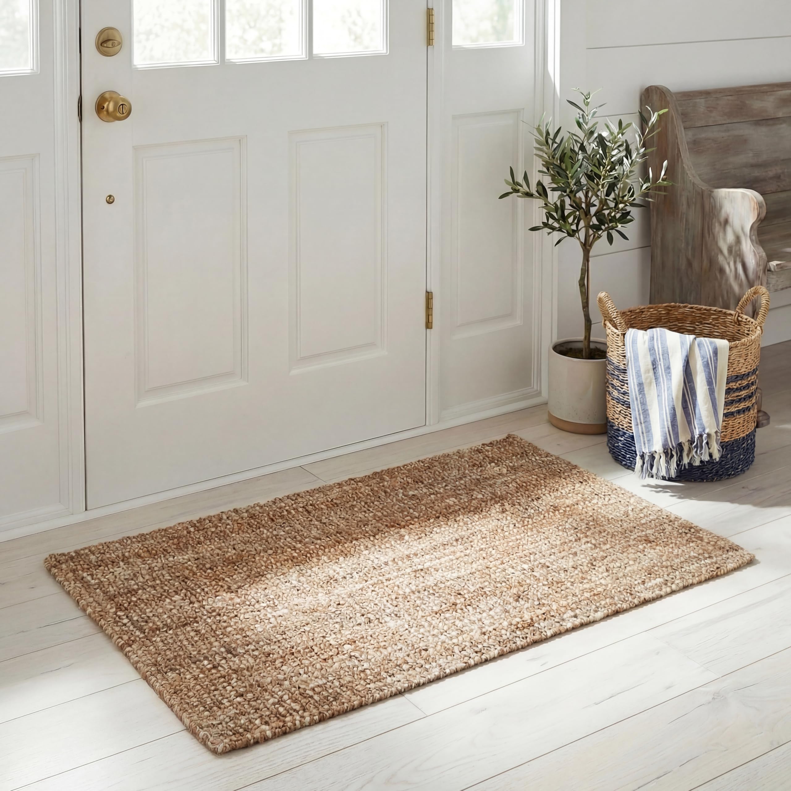 SAFAVIEH Area Rug 9x12 - Natural Fiber Collection - Large - Natural Brown, Handmade Jute, Farmhouse Style, Chunky Textured Thick Pile (NF447A)