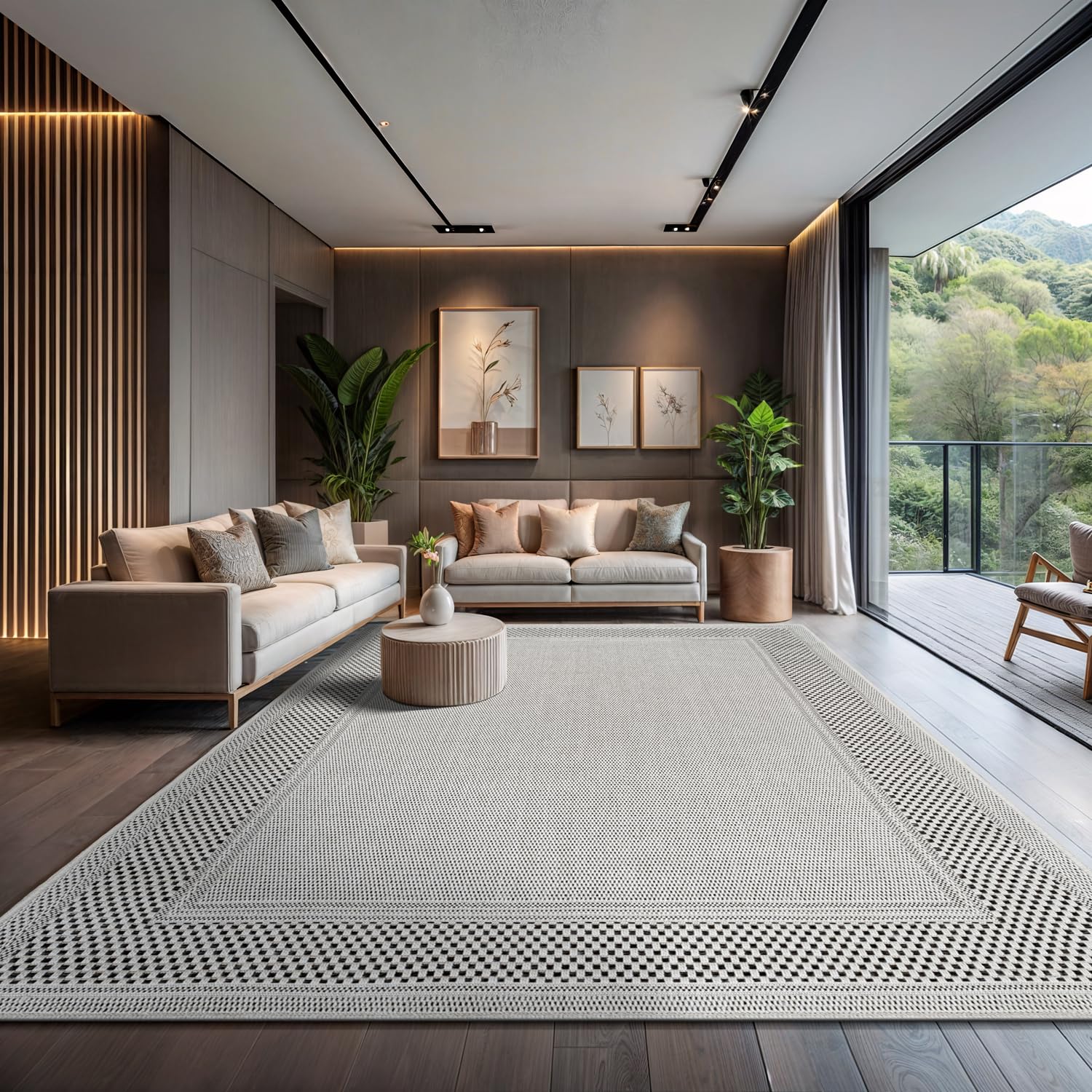 CAMILSON Easy Jute Rug 5x7, Indoor Outdoor Natural Color Fiber Area Rugs for Living Room Patio and Kitchen Rug Herringbone Seagrass Woven Design Easy-Cleaning Washable Outside Carpet Alfombras 5 x 7