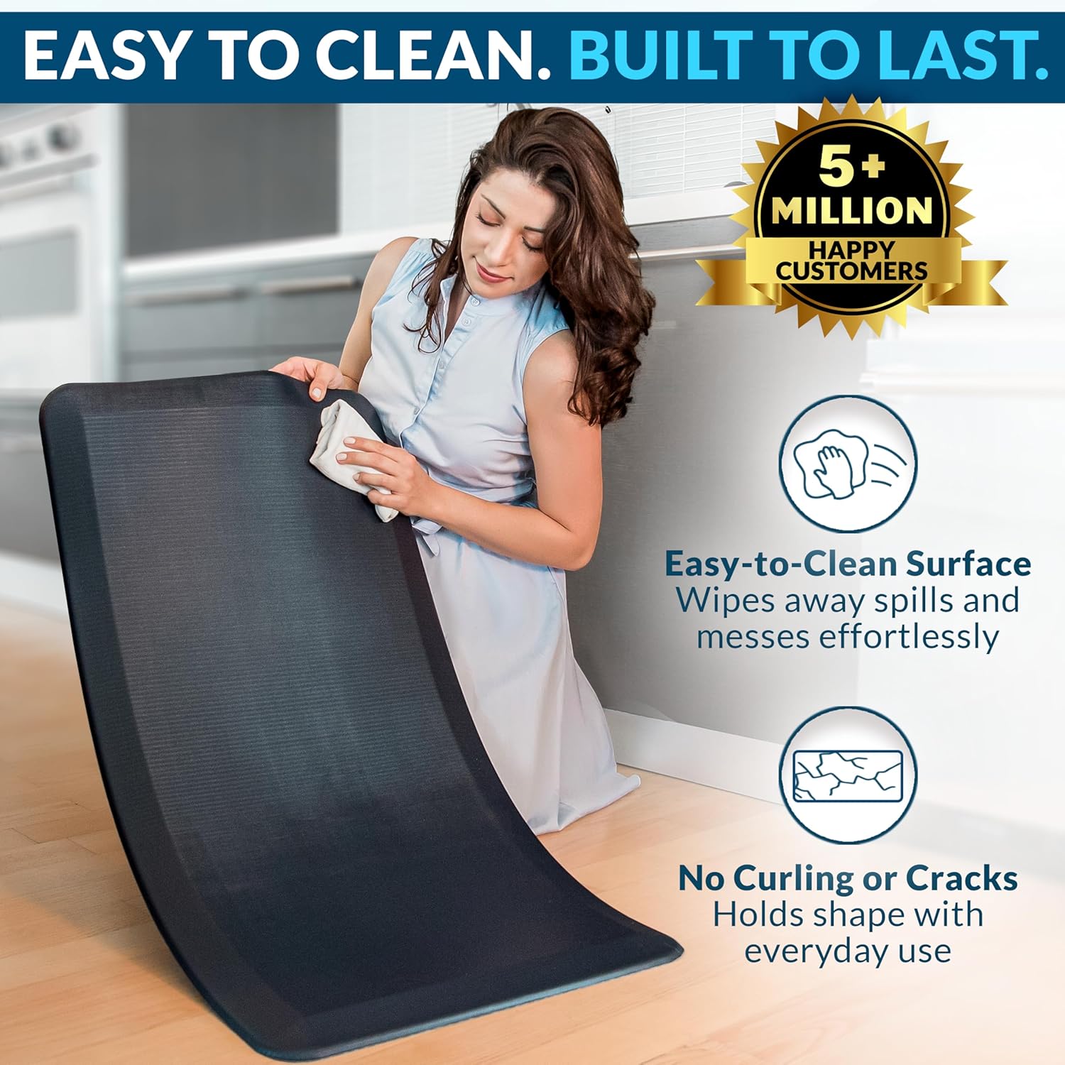 ComfiLife Anti Fatigue Floor Mat – 3/4 Inch Thick Kitchen Mats for Floor, Standing Desk Mat, Kitchen Rug – Comfort at Home, Office – Durable – Stain Resistant – Non-Slip Bottom (20" x 32", Black)