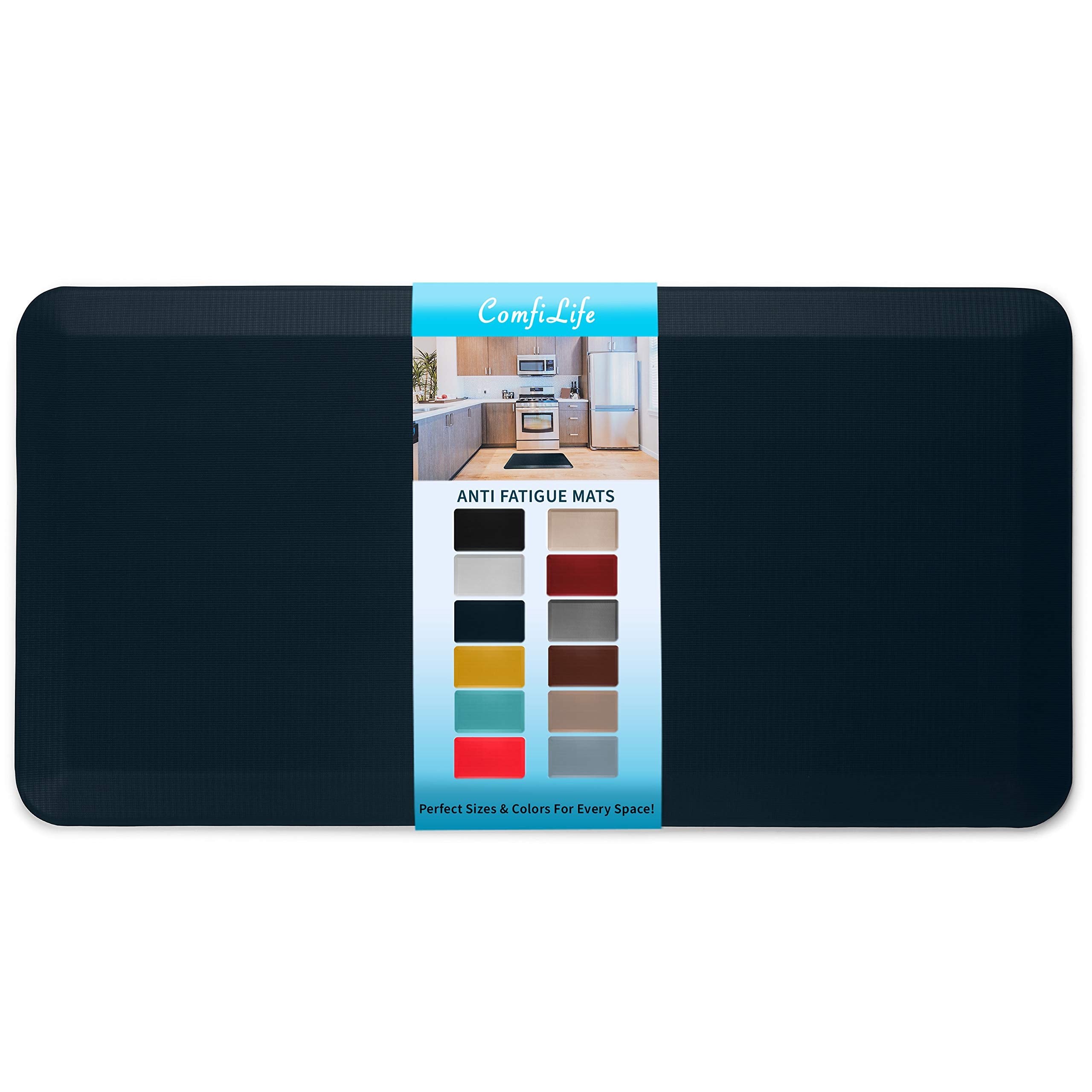 ComfiLife Anti Fatigue Floor Mat – 3/4 Inch Thick Kitchen Mats for Floor, Standing Desk Mat, Kitchen Rug – Comfort at Home, Office – Durable – Stain Resistant – Non-Slip Bottom (20" x 32", Black)