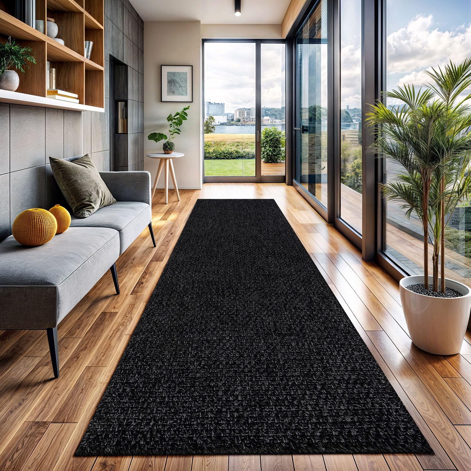 CAMILSON Easy Jute Rug 5x7, Indoor Outdoor Natural Color Fiber Area Rugs for Living Room Patio and Kitchen Rug Herringbone Seagrass Woven Design Easy-Cleaning Washable Outside Carpet Alfombras 5 x 7