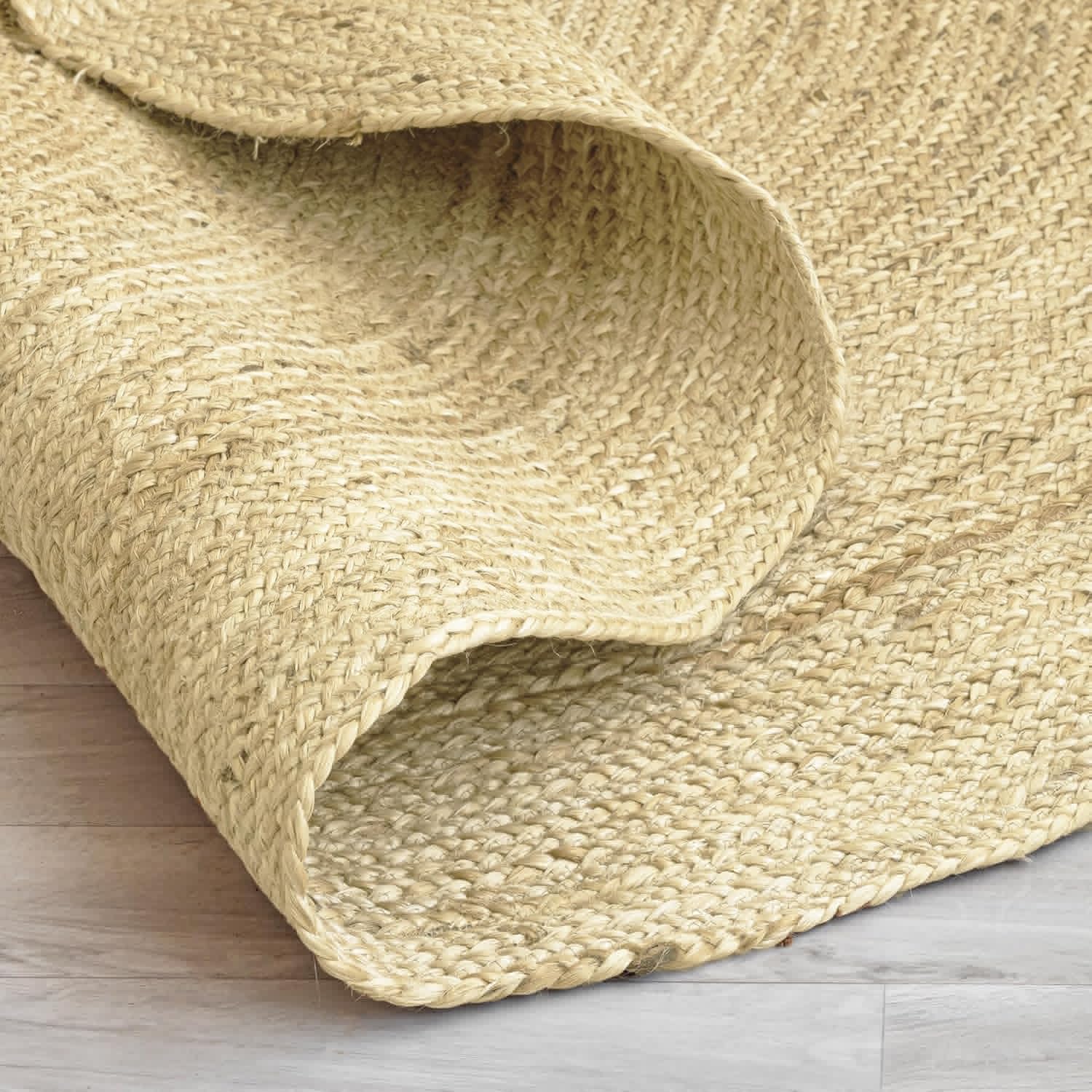 HOMEMONDE Braide Natural Jute Rug 5'x8' Boho Home Decor Area Rug - Barley White Hand Woven Rustic Vintage Reversible for Bedroom, Kitchen, Living Room, Hallway, Dining Room