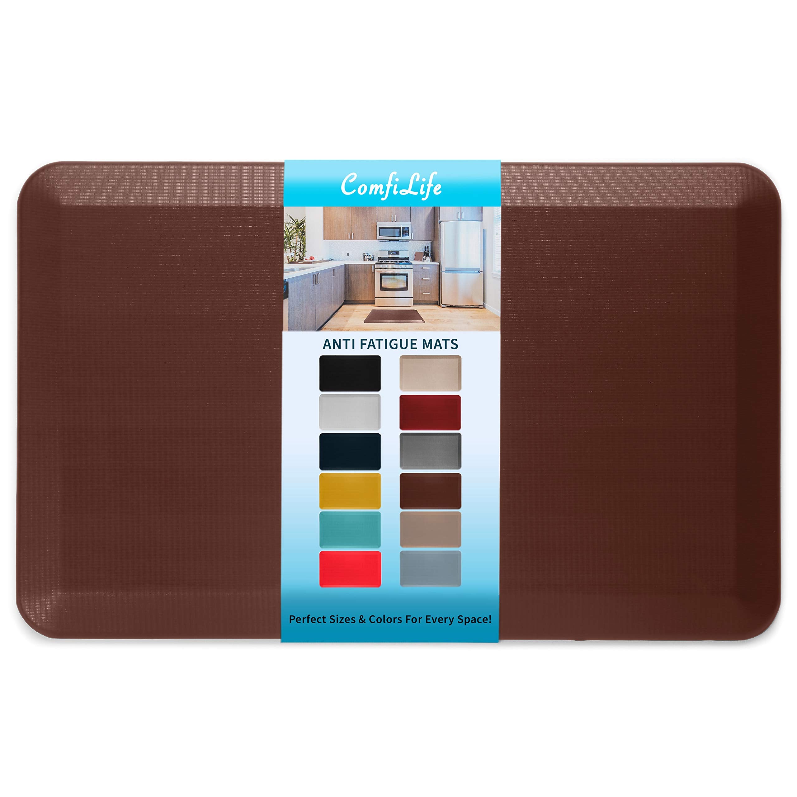 ComfiLife Anti Fatigue Floor Mat – 3/4 Inch Thick Kitchen Mats for Floor, Standing Desk Mat, Kitchen Rug – Comfort at Home, Office – Durable – Stain Resistant – Non-Slip Bottom (20" x 32", Black)