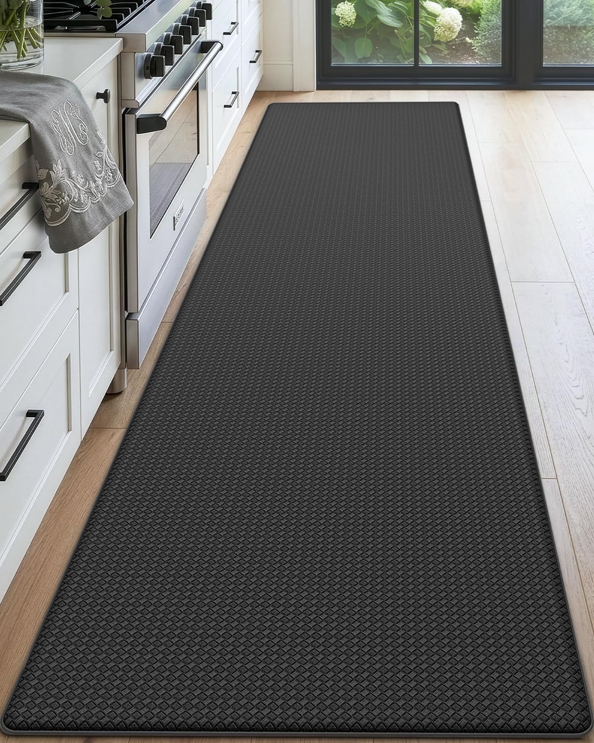 DEXI Kitchen Floor Mats Cushioned Anti Fatigue,17x59, Standing Runner Rug Waterproof, Comfort Memory Foam Padded for Front Sink Laundry, Black