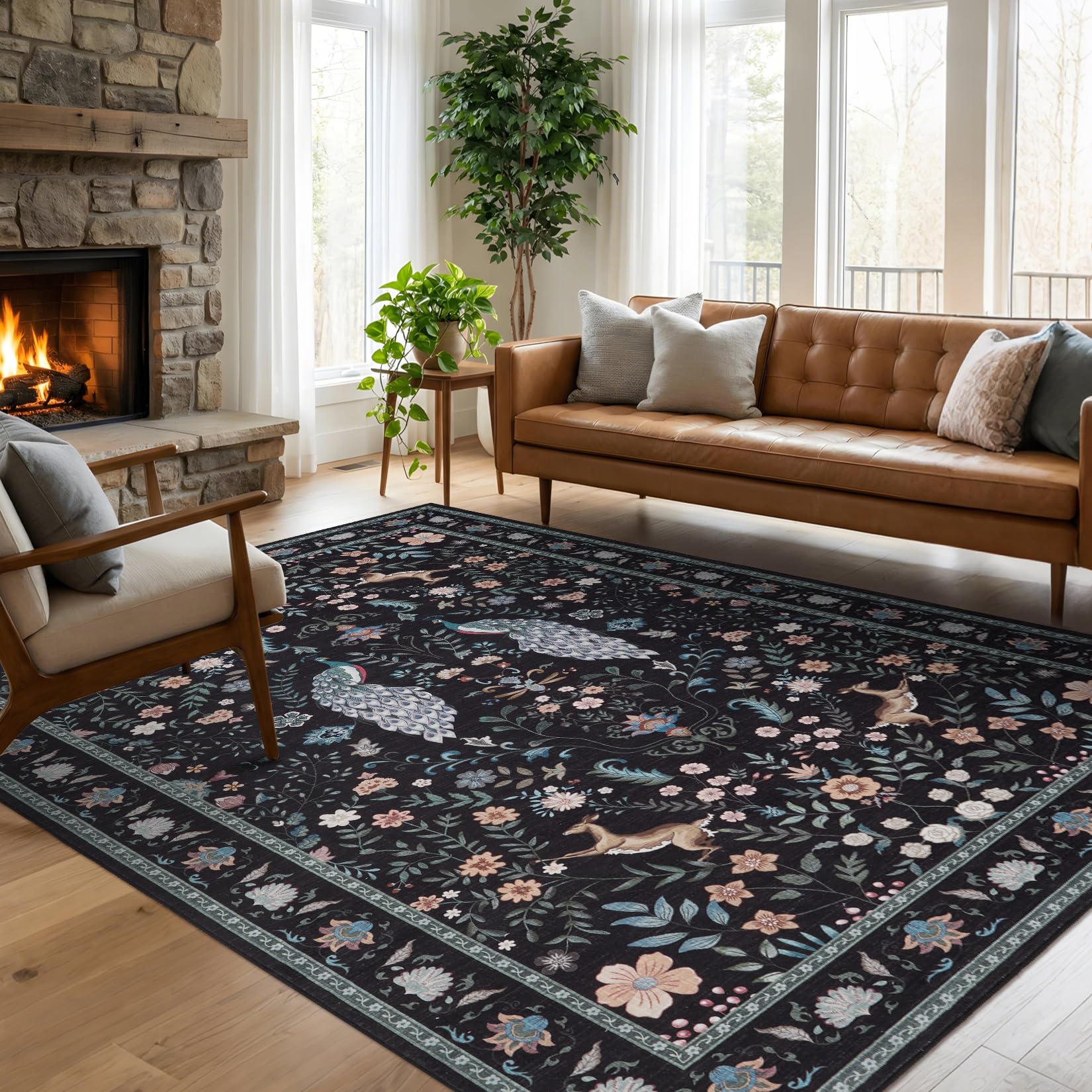 Garvee Modern Solid Rugs for Living Room 8x10 Washable Rug Large Non Slip Low Pile Foldable Carpet Ultra Soft Non-Shedding Stain-Resistant Floor Mat for Bedroom Playroom Nursery Office Dorm Cream