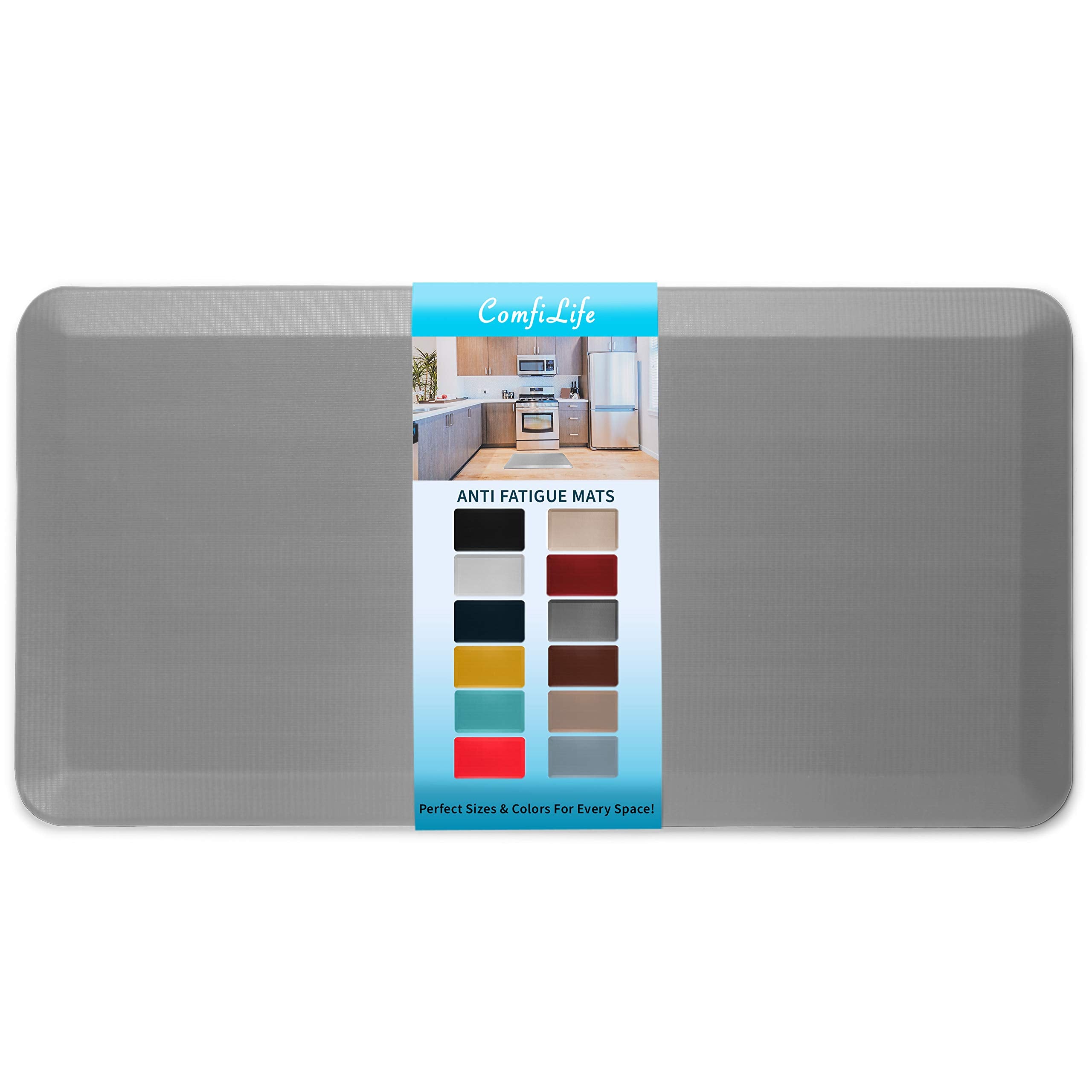 ComfiLife Anti Fatigue Floor Mat – 3/4 Inch Thick Kitchen Mats for Floor, Standing Desk Mat, Kitchen Rug – Comfort at Home, Office – Durable – Stain Resistant – Non-Slip Bottom (20" x 32", Black)