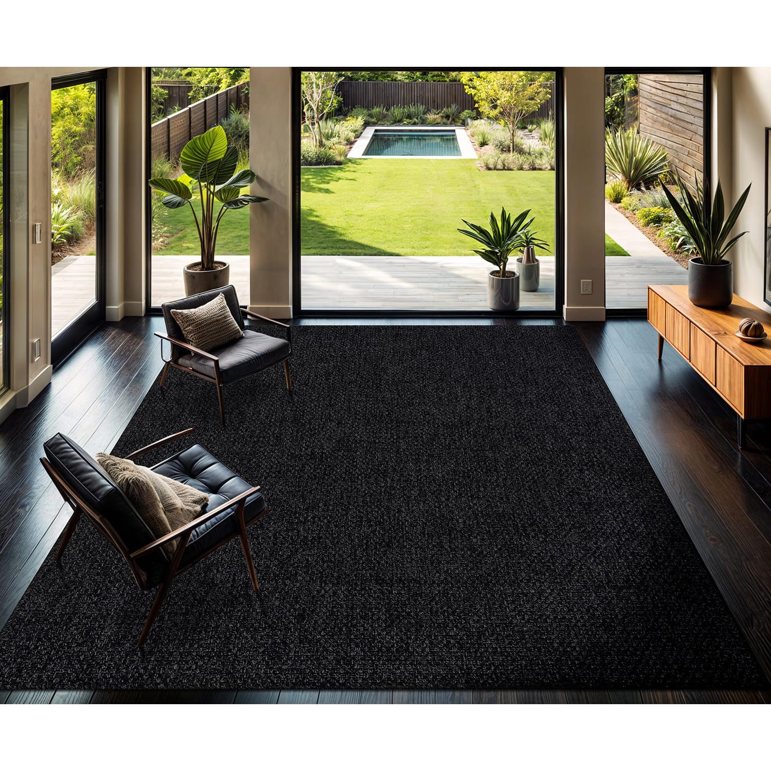 CAMILSON Easy Jute Rug 5x7, Indoor Outdoor Natural Color Fiber Area Rugs for Living Room Patio and Kitchen Rug Herringbone Seagrass Woven Design Easy-Cleaning Washable Outside Carpet Alfombras 5 x 7