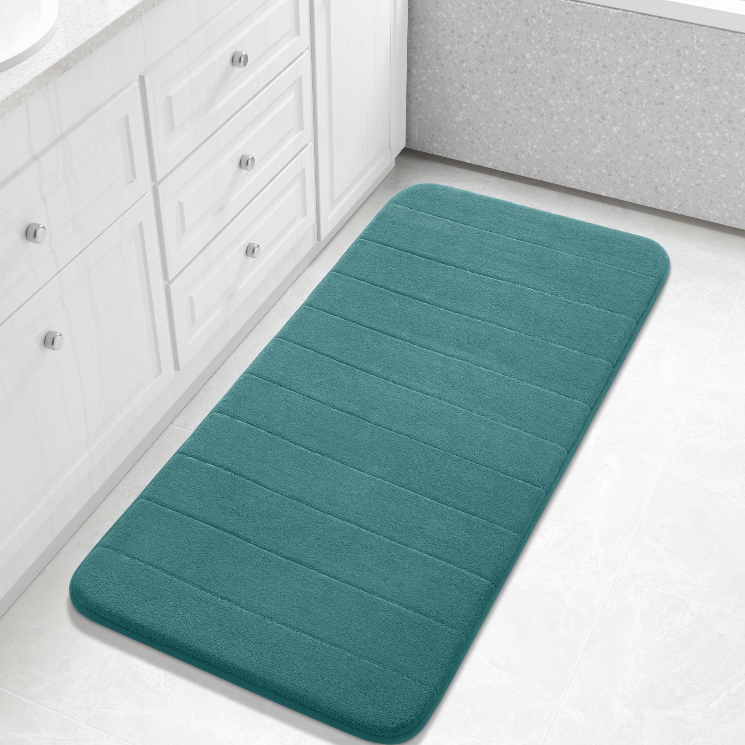 Yimobra Large Bath Mat 36"x24", Super Soft Quick Dry Memory Foam Bathroom Rug, Water Absorbent, Non Slip Backing Machine Washable for Tub Shower, Thick Comfort Support, Cream