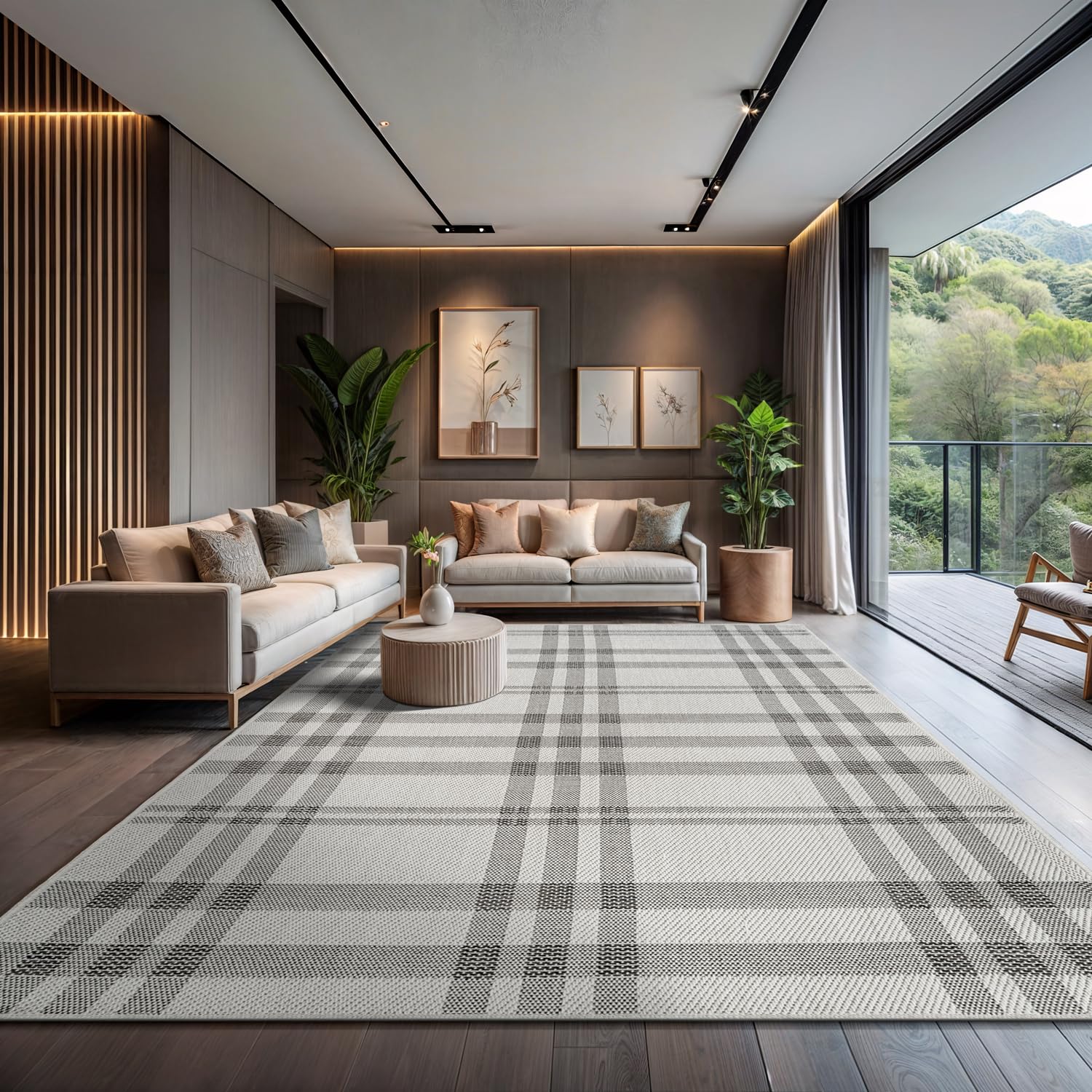 CAMILSON Easy Jute Rug 5x7, Indoor Outdoor Natural Color Fiber Area Rugs for Living Room Patio and Kitchen Rug Herringbone Seagrass Woven Design Easy-Cleaning Washable Outside Carpet Alfombras 5 x 7