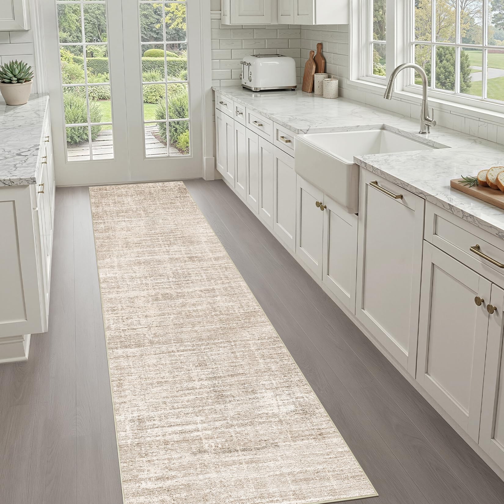 8x10 Area Rugs Living Room: Washable Large Neutral Brown Rug Abstract Soft Modern Stain Resistant Indoor Floor Non-Slip Carpet for Bedroom Nursery Kids Office Playroom Dining Room Under Table Home