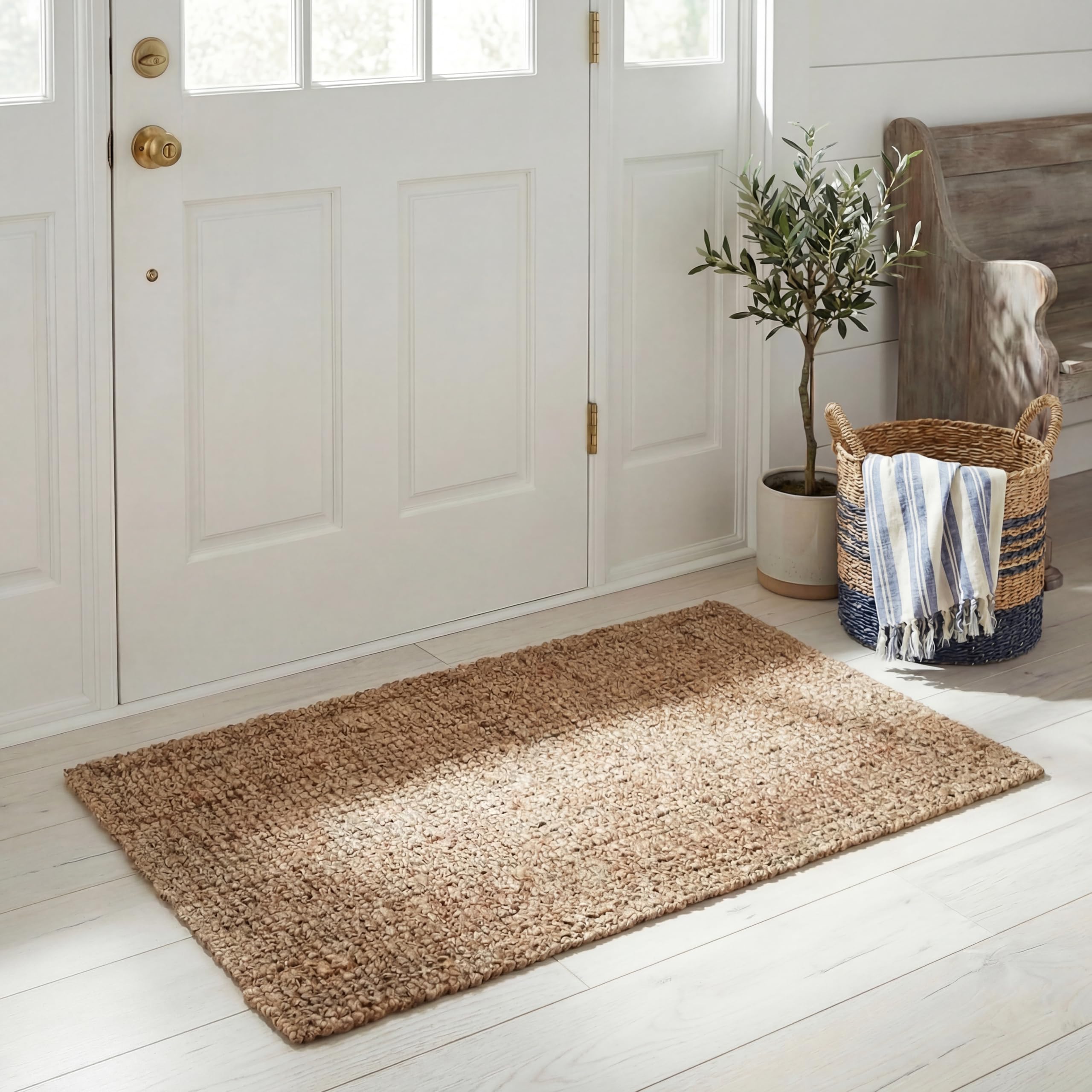 SAFAVIEH Area Rug 9x12 - Natural Fiber Collection - Large - Natural Brown, Handmade Jute, Farmhouse Style, Chunky Textured Thick Pile (NF447A)