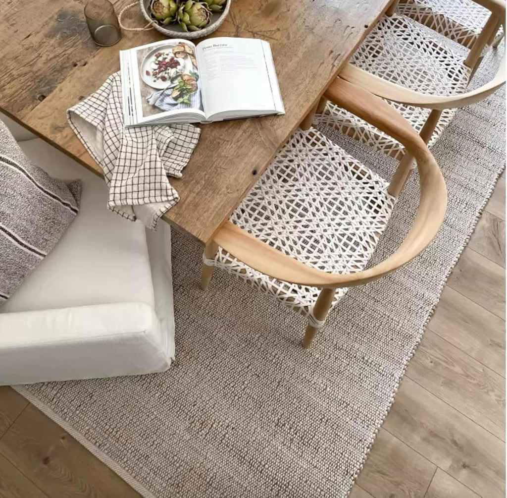 S & L Homes Jute Cotton Hand Woven Natural Farmhouse Area Rug for Living Room - Rustic Vintage Bohemian Décor - (8' x 10' Natural)