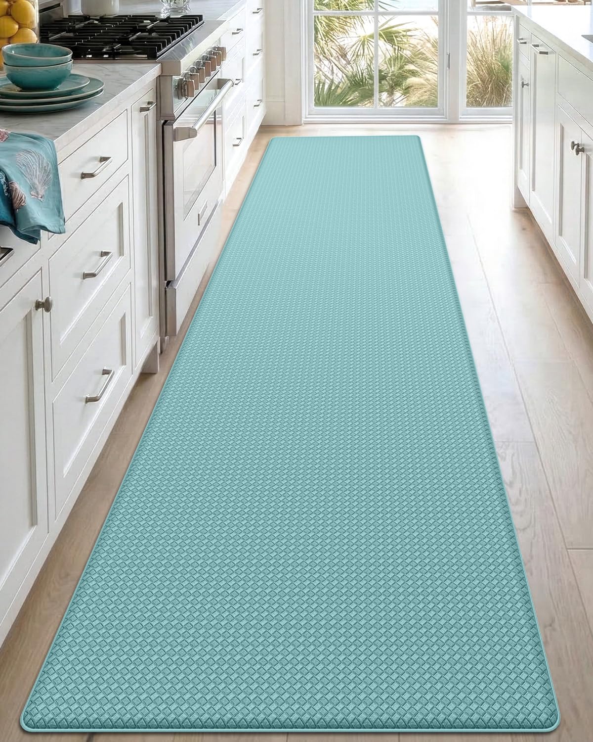 DEXI Kitchen Floor Mats Cushioned Anti Fatigue,17x59, Standing Runner Rug Waterproof, Comfort Memory Foam Padded for Front Sink Laundry, Black