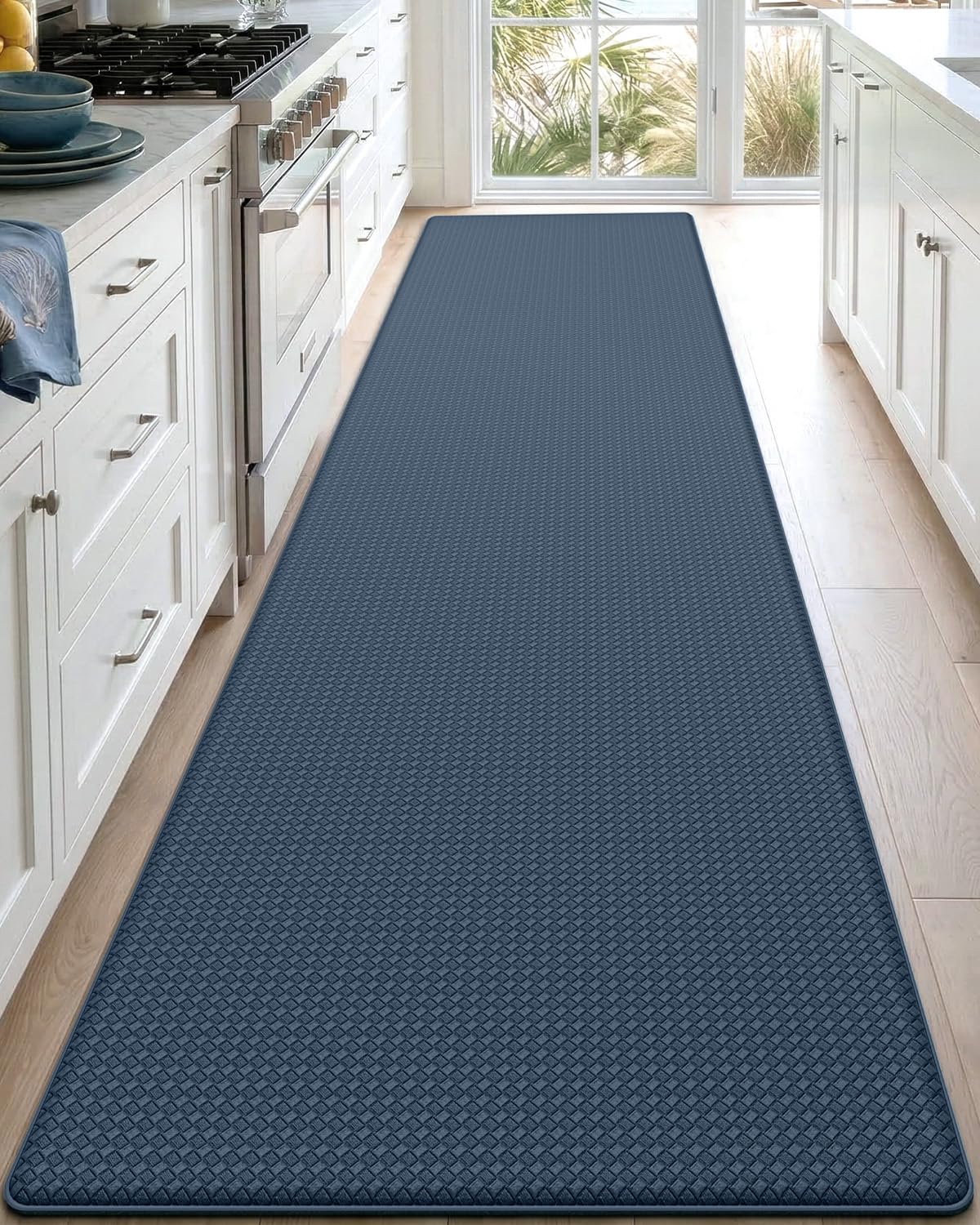 DEXI Kitchen Floor Mats Cushioned Anti Fatigue,17x59, Standing Runner Rug Waterproof, Comfort Memory Foam Padded for Front Sink Laundry, Black