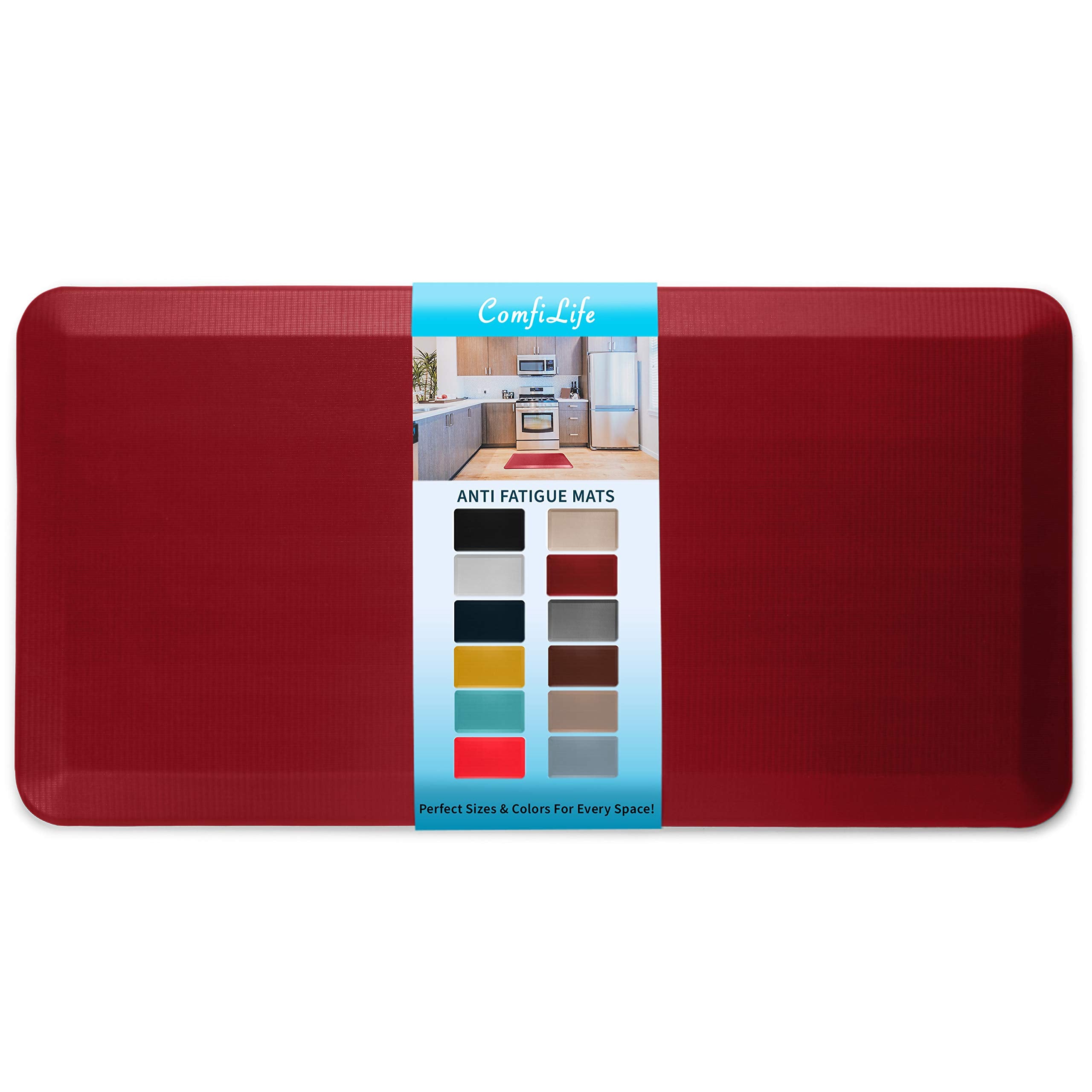 ComfiLife Anti Fatigue Floor Mat – 3/4 Inch Thick Kitchen Mats for Floor, Standing Desk Mat, Kitchen Rug – Comfort at Home, Office – Durable – Stain Resistant – Non-Slip Bottom (20" x 32", Black)