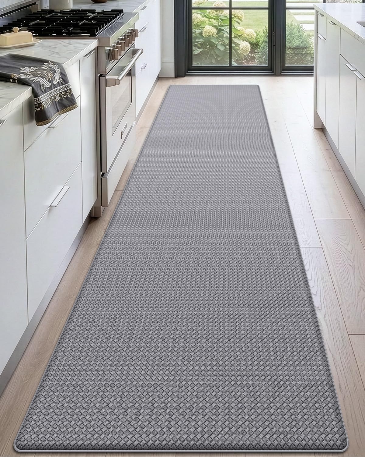 DEXI Kitchen Floor Mats Cushioned Anti Fatigue,17x59, Standing Runner Rug Waterproof, Comfort Memory Foam Padded for Front Sink Laundry, Black