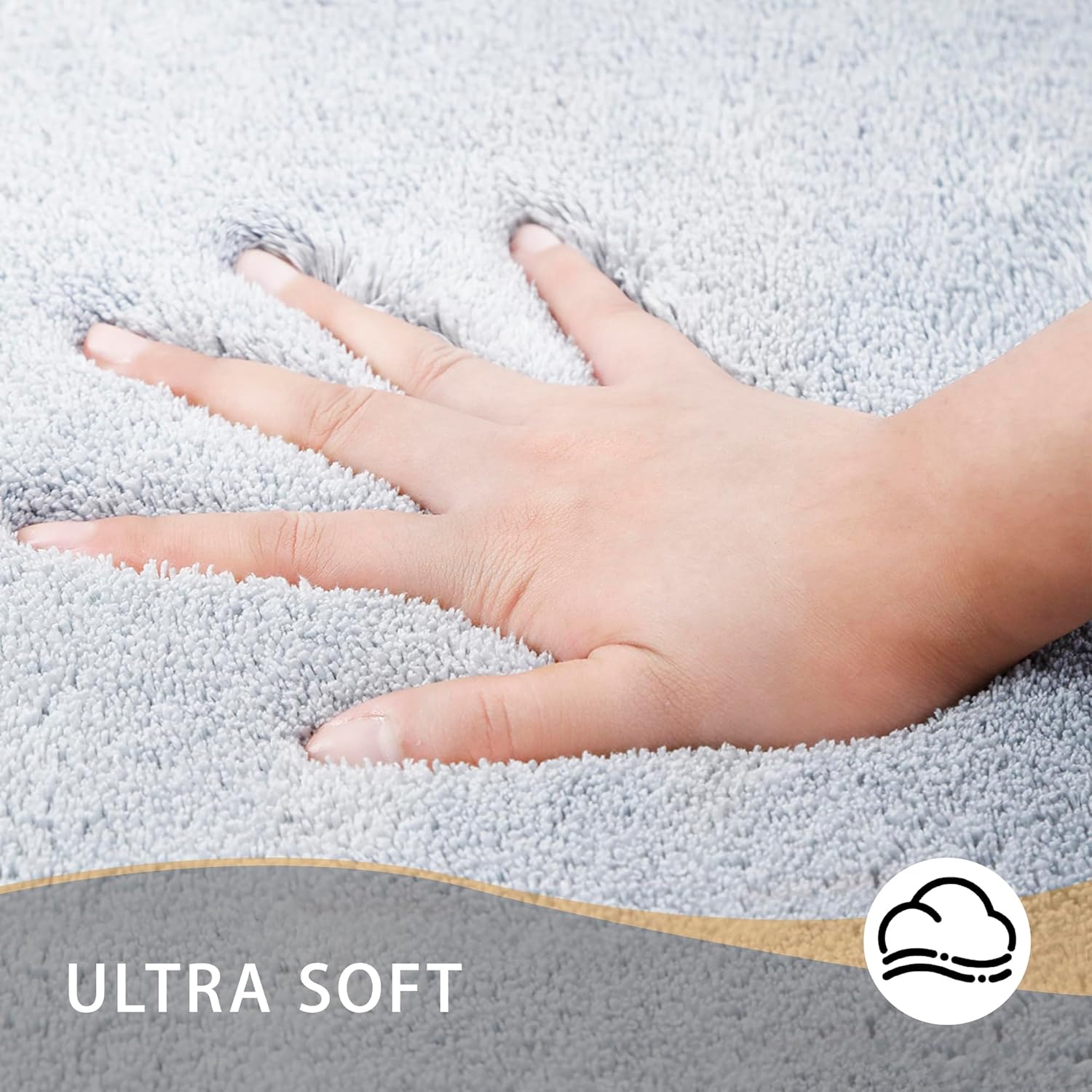 MINIDEAR Bathroom Rugs 36x24 Light Gray - Thick Memory Foam Bath Mat, Ultra Soft & Plush Fluffy, Non-Slip, Quick Dry, Absorbent Washable Floor Microfiber Mat for Tub, Home Decor Accessories