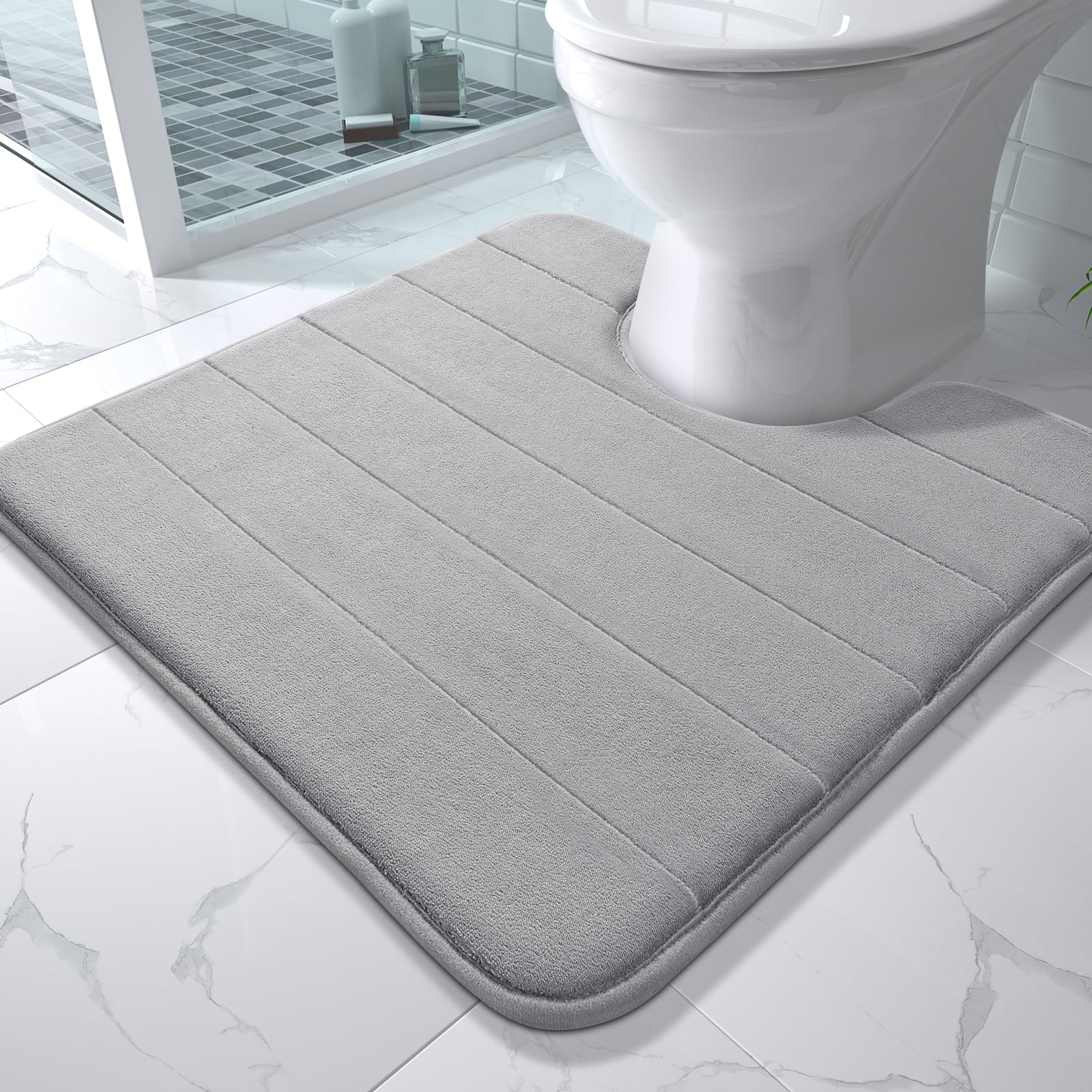 Yimobra Large Bath Mat 36"x24", Super Soft Quick Dry Memory Foam Bathroom Rug, Water Absorbent, Non Slip Backing Machine Washable for Tub Shower, Thick Comfort Support, Cream