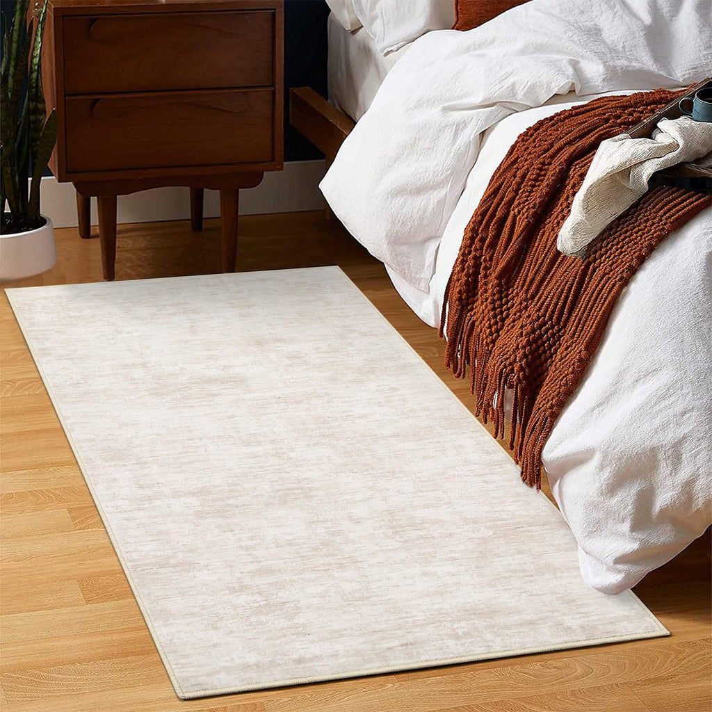RUGSREAL 8x10 Washable Rug for Living Room Non-Slip Modern Abstract Area Rug Stain Resistant Large Bedroom Rug Contemporary Accent Throw Floor Carpet Solid Rug for Dining Room Home Decor, Beige