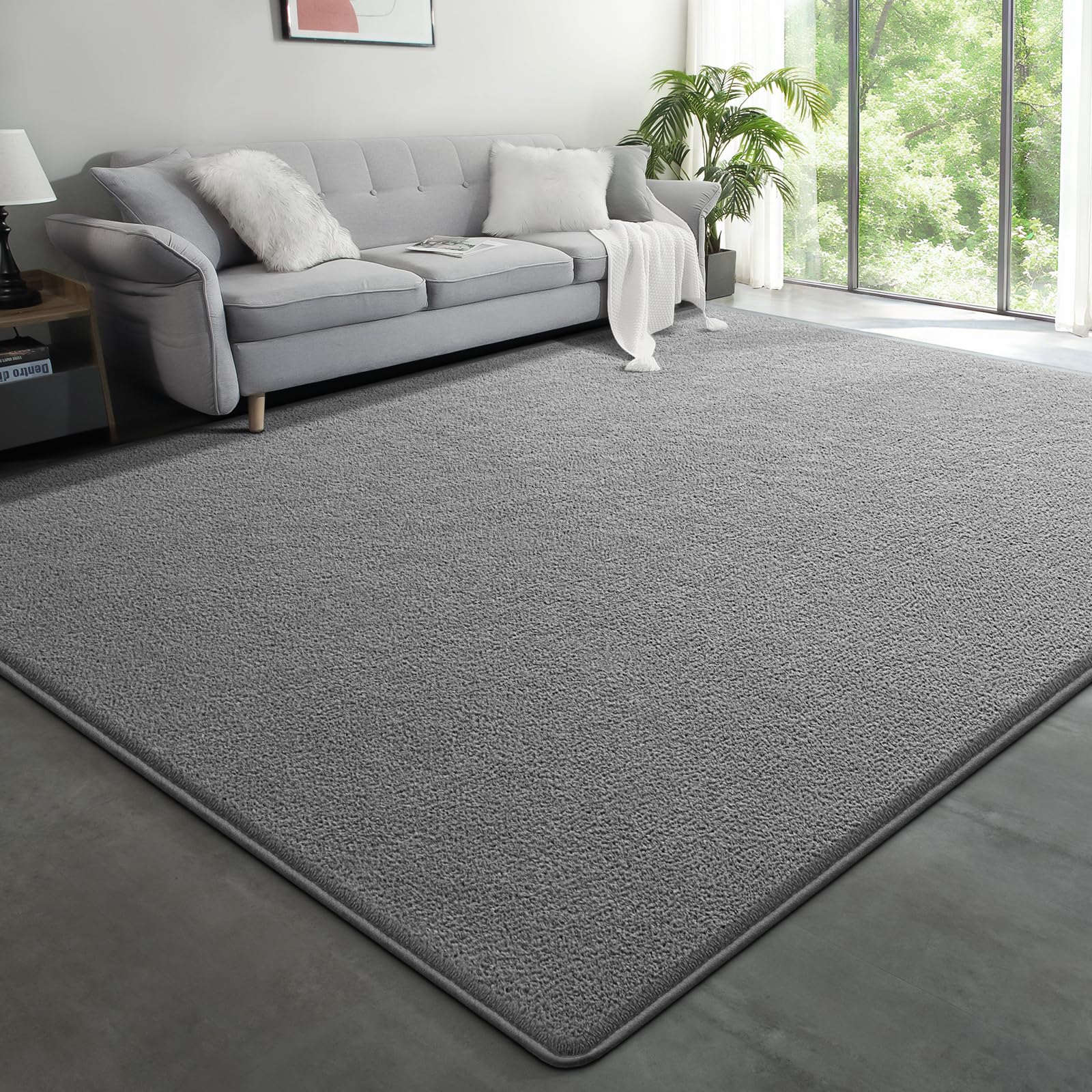 Large Modern Area Rugs for Living Room Bedroom, 6x9 Feet Dark Grey Ultra Soft Solid Thickened Memory Foam Indoor Minimalist Carpets, Non-Slip Comfy Rugs for Boys Girls Nursery Kids Room Home Décor
