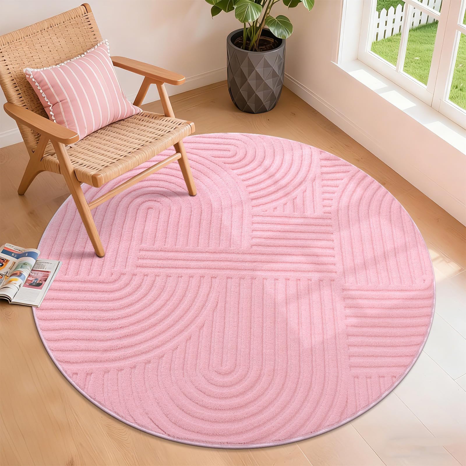 Pauwer 8x10 Washable Area Rugs for Living Room Modern Beige Solid Color Soft Fluffy Rugs for Bedroom Non Slip Boho Accent Indoor Mat Floor Carpet Cover for Kids Room Dining Room Kitchen Office