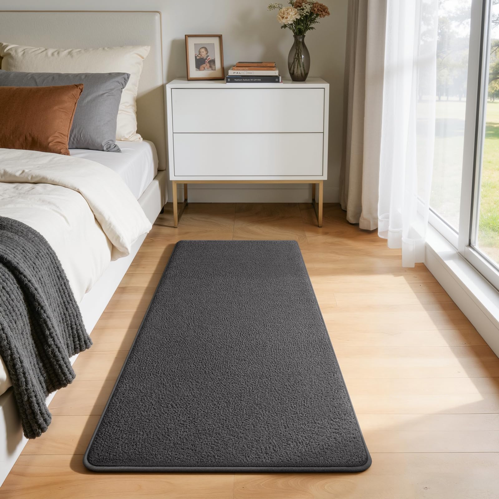 Large Modern Area Rugs for Living Room Bedroom, 6x9 Feet Dark Grey Ultra Soft Solid Thickened Memory Foam Indoor Minimalist Carpets, Non-Slip Comfy Rugs for Boys Girls Nursery Kids Room Home Décor