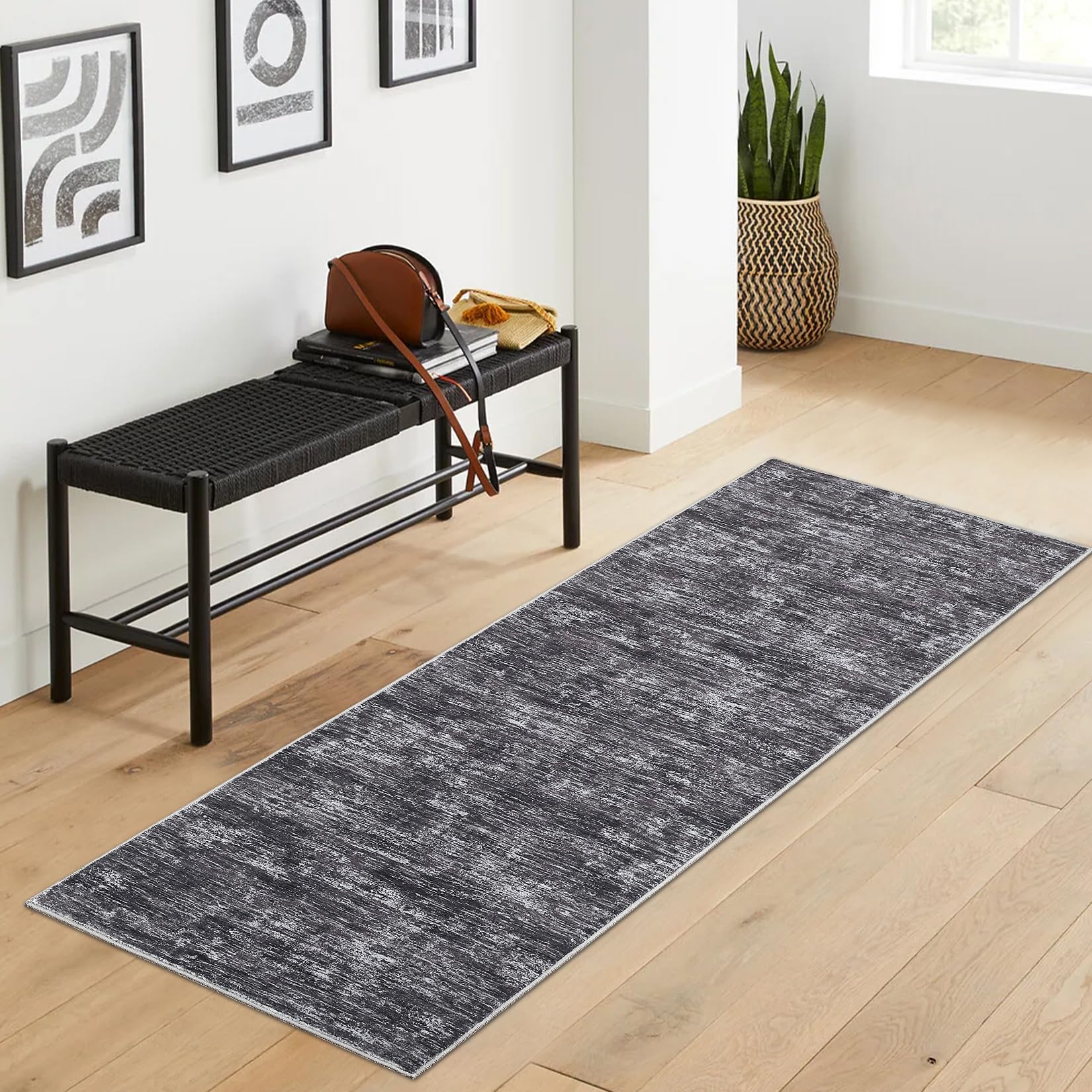 RUGSREAL 8x10 Washable Rug for Living Room Non-Slip Modern Abstract Area Rug Stain Resistant Large Bedroom Rug Contemporary Accent Throw Floor Carpet Solid Rug for Dining Room Home Decor, Beige