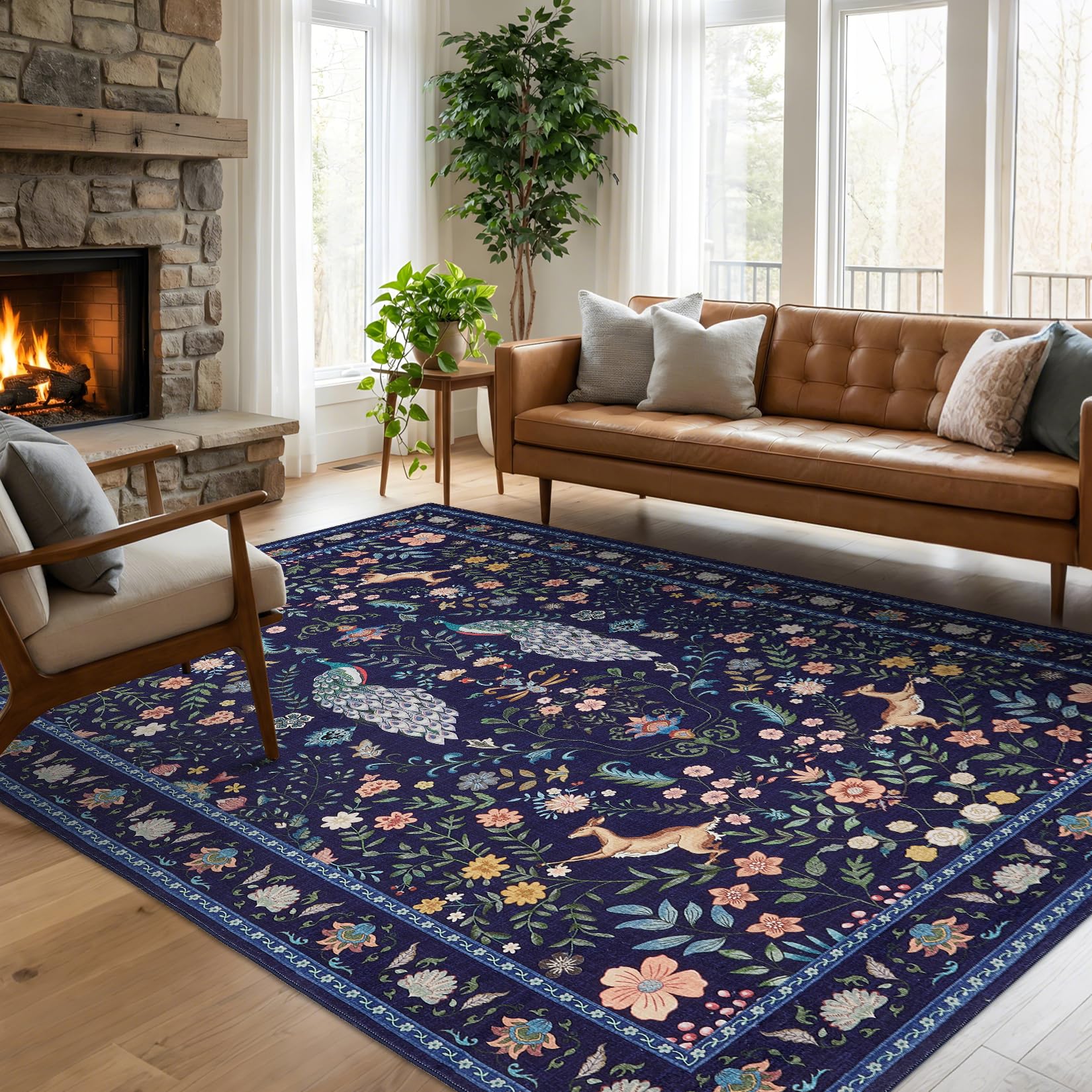 Garvee Modern Solid Rugs for Living Room 8x10 Washable Rug Large Non Slip Low Pile Foldable Carpet Ultra Soft Non-Shedding Stain-Resistant Floor Mat for Bedroom Playroom Nursery Office Dorm Cream